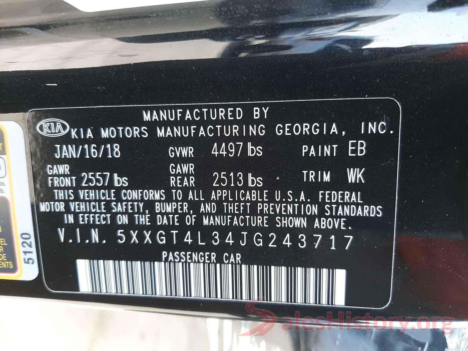 5XXGT4L34JG243717 2018 KIA OPTIMA