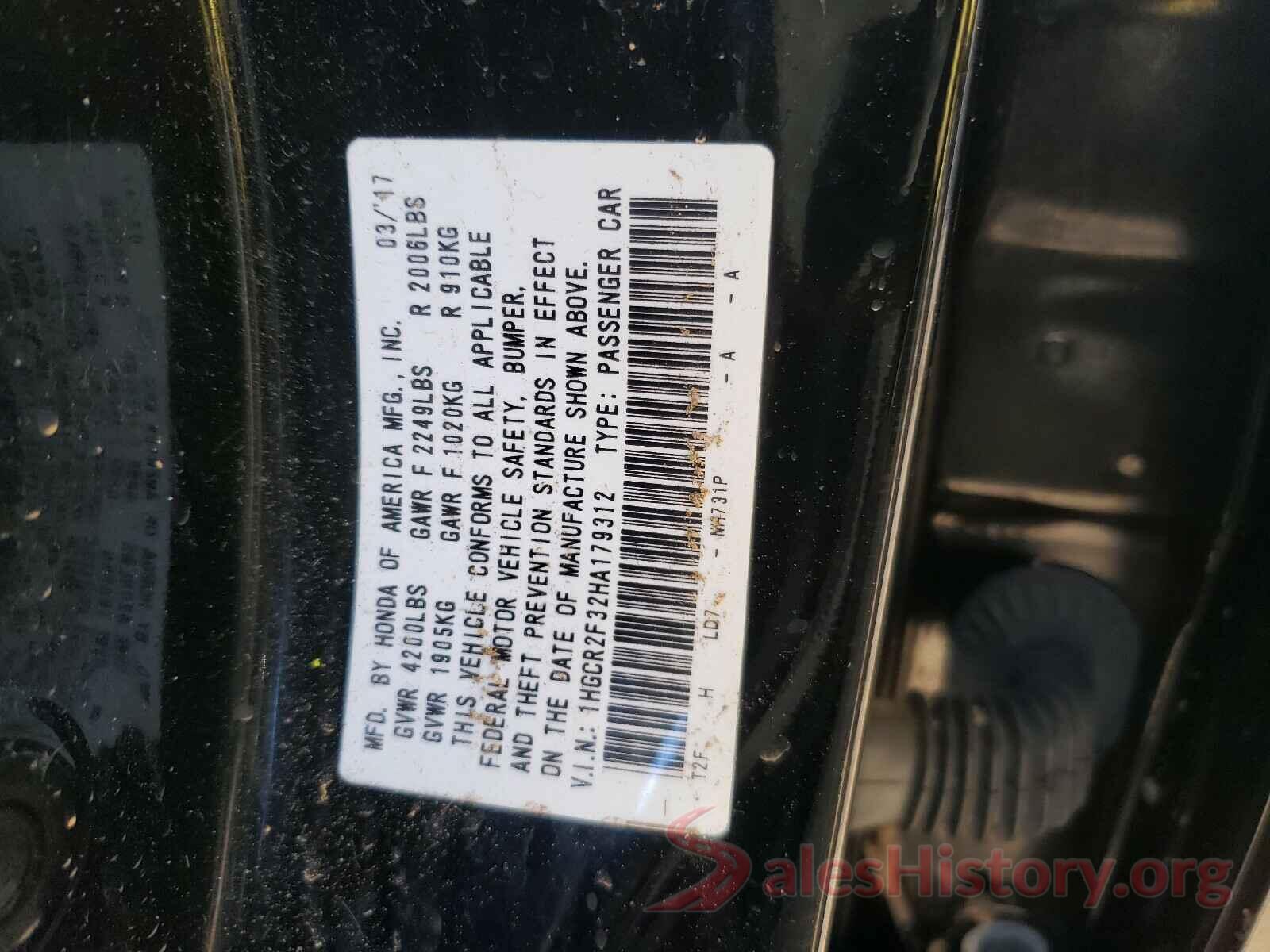 1HGCR2F32HA179312 2017 HONDA ACCORD