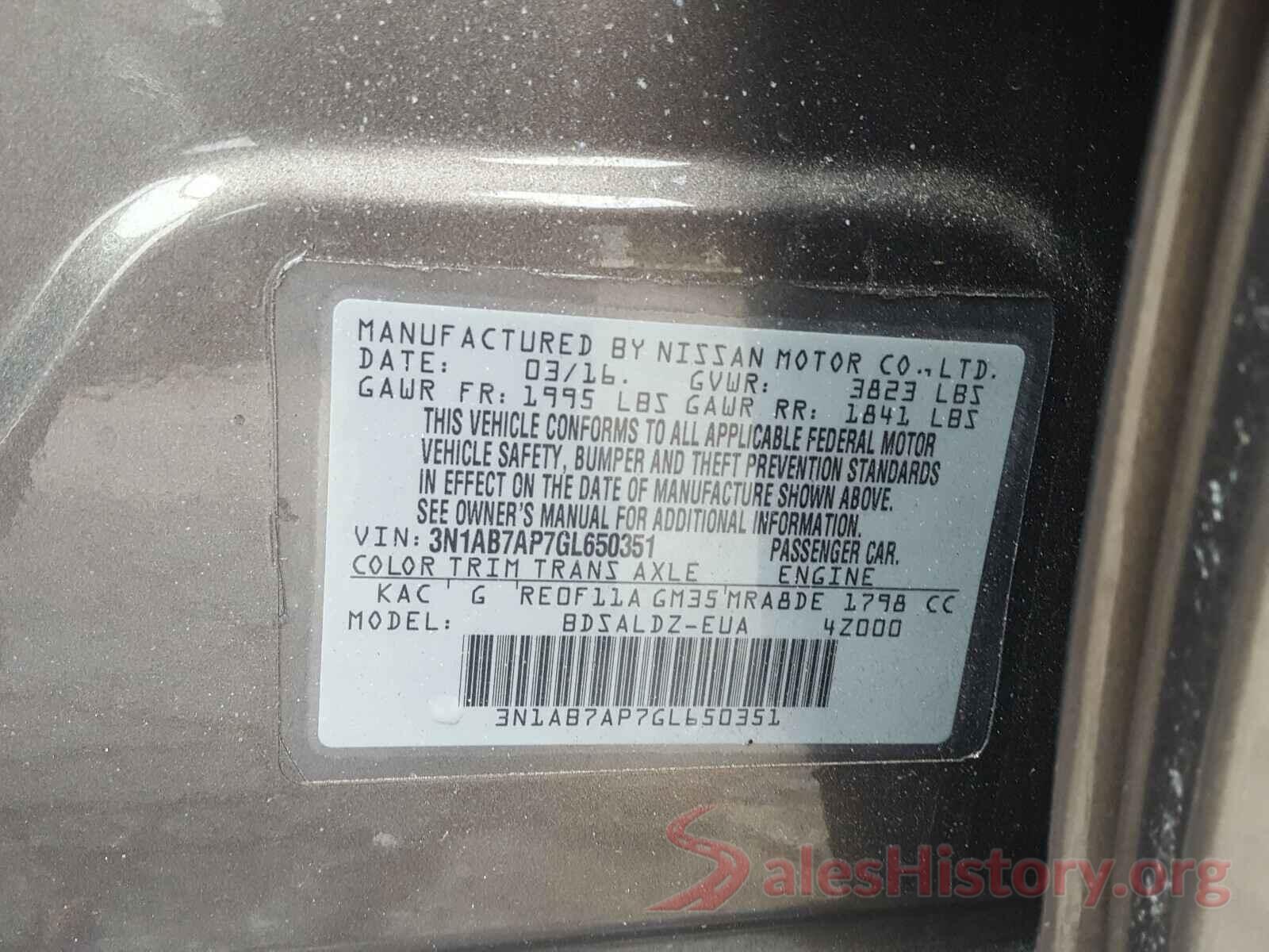 3N1AB7AP7GL650351 2016 NISSAN SENTRA