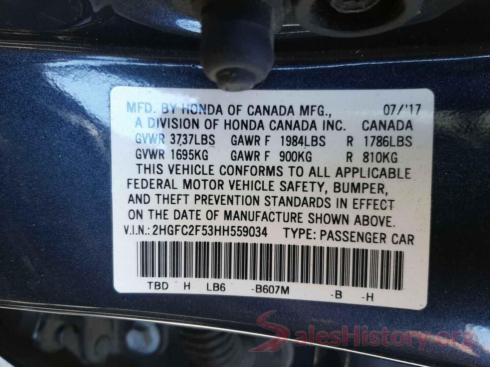 2HGFC2F53HH559034 2017 HONDA CIVIC