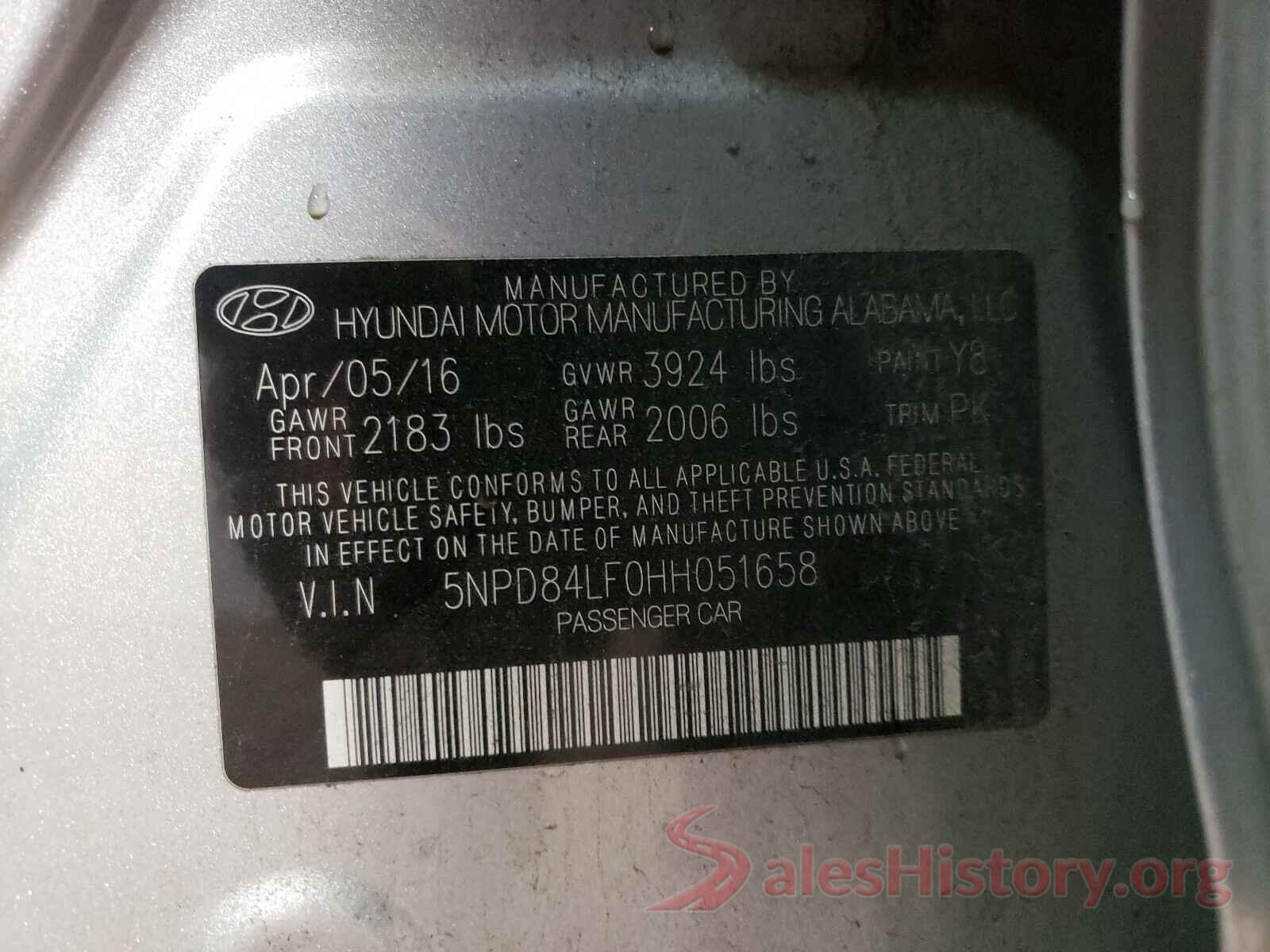 5NPD84LF0HH051658 2017 HYUNDAI ELANTRA