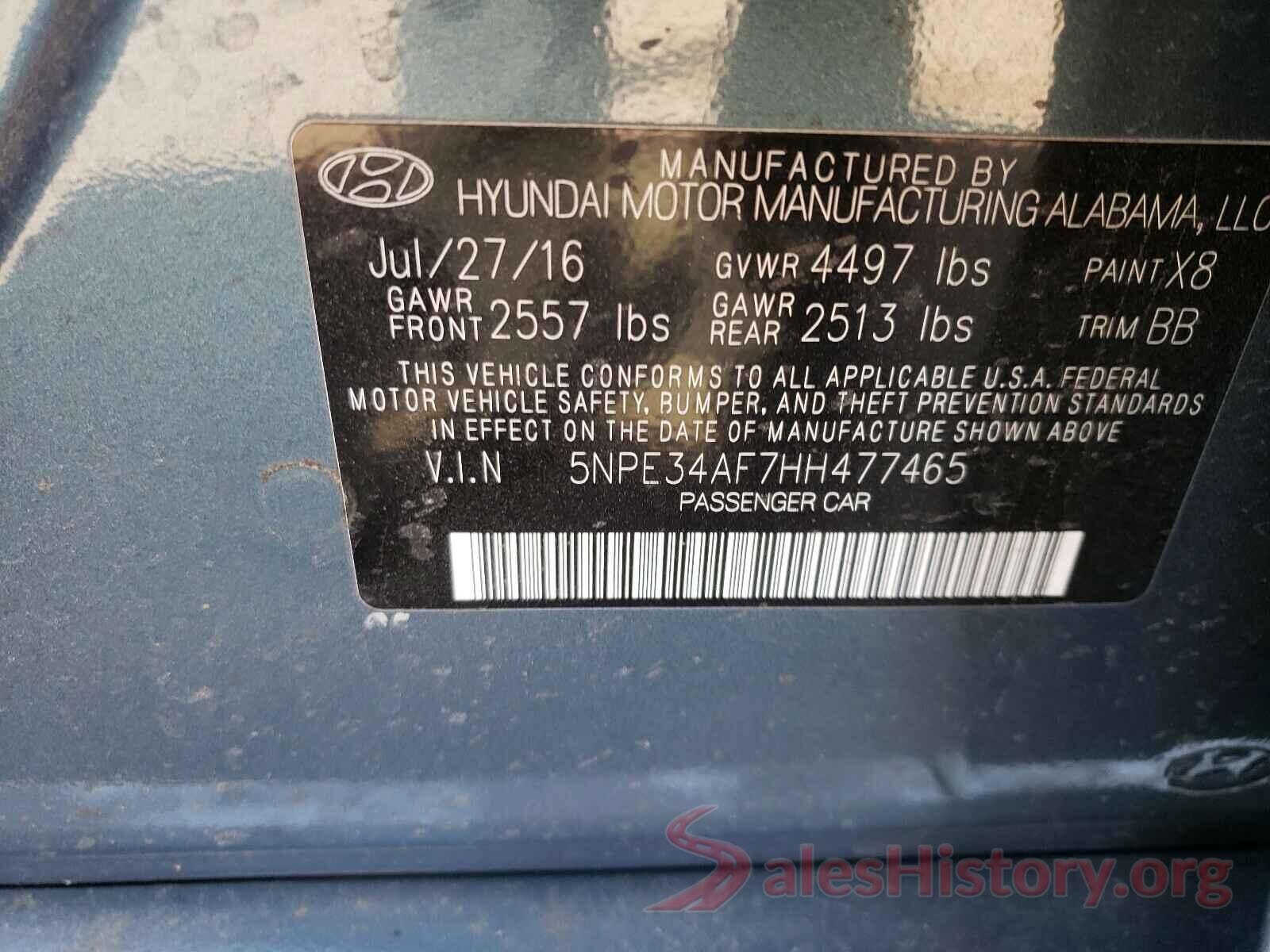 5NPE34AF7HH477465 2017 HYUNDAI SONATA