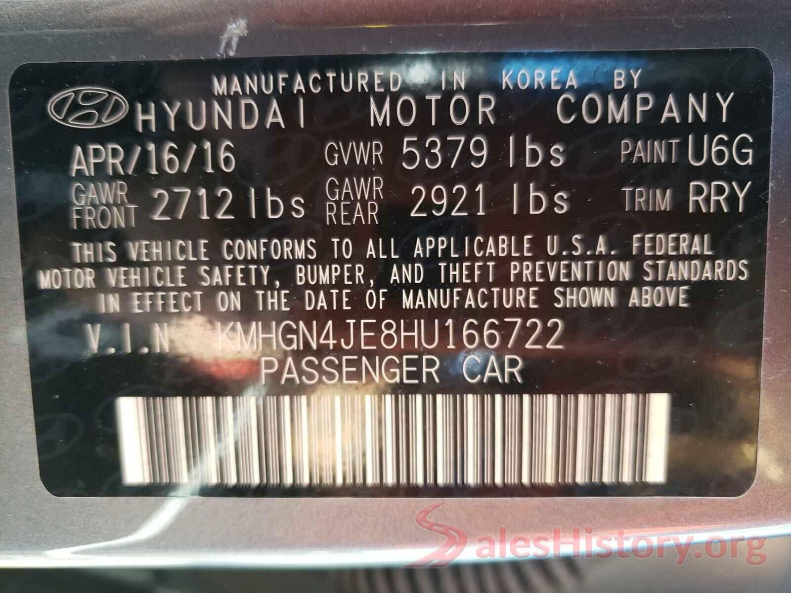 KMHGN4JE8HU166722 2017 HYUNDAI GENESIS