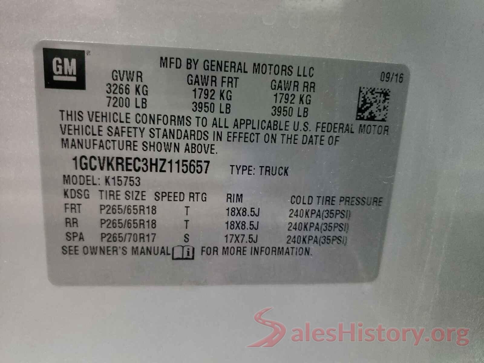 1GCVKREC3HZ115657 2017 CHEVROLET SILVERADO