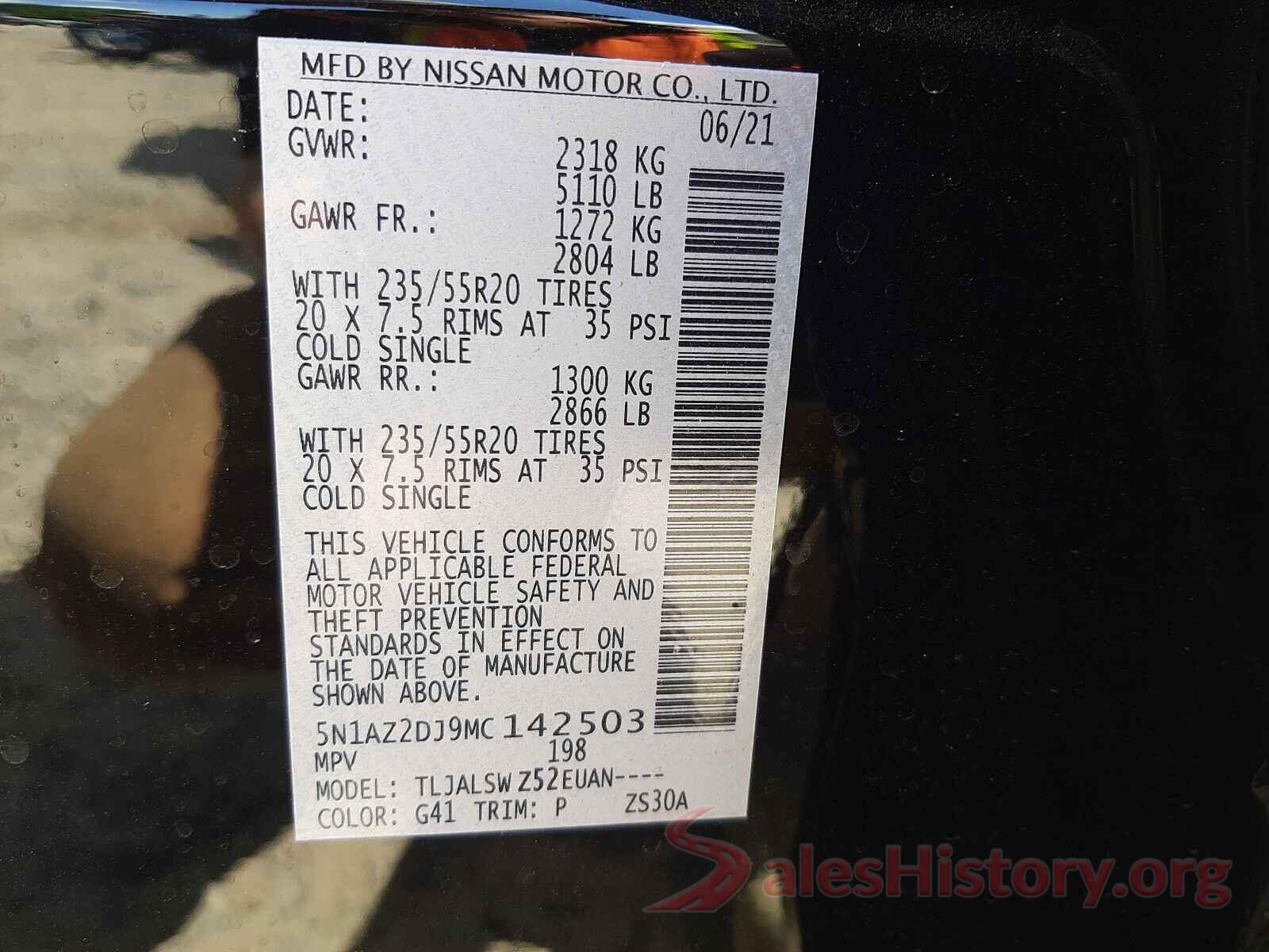 5N1AZ2DJ9MC142503 2021 NISSAN MURANO