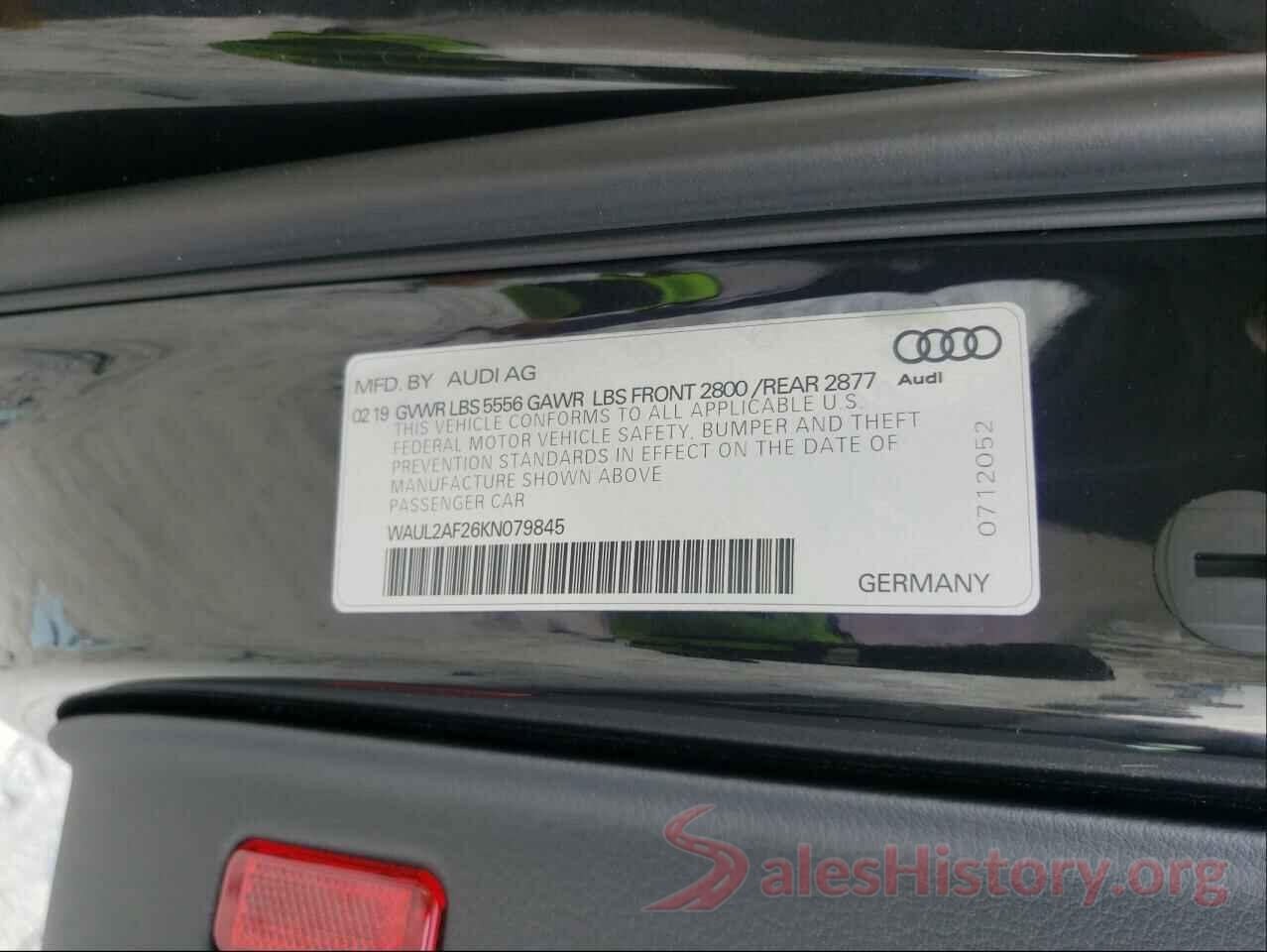 WAUL2AF26KN079845 2019 AUDI A6