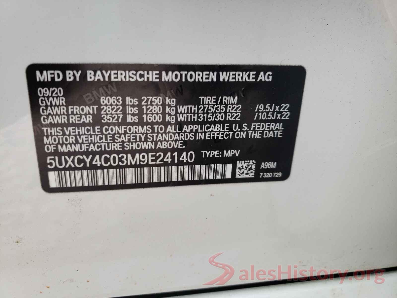 5UXCY4C03M9E24140 2021 BMW X6