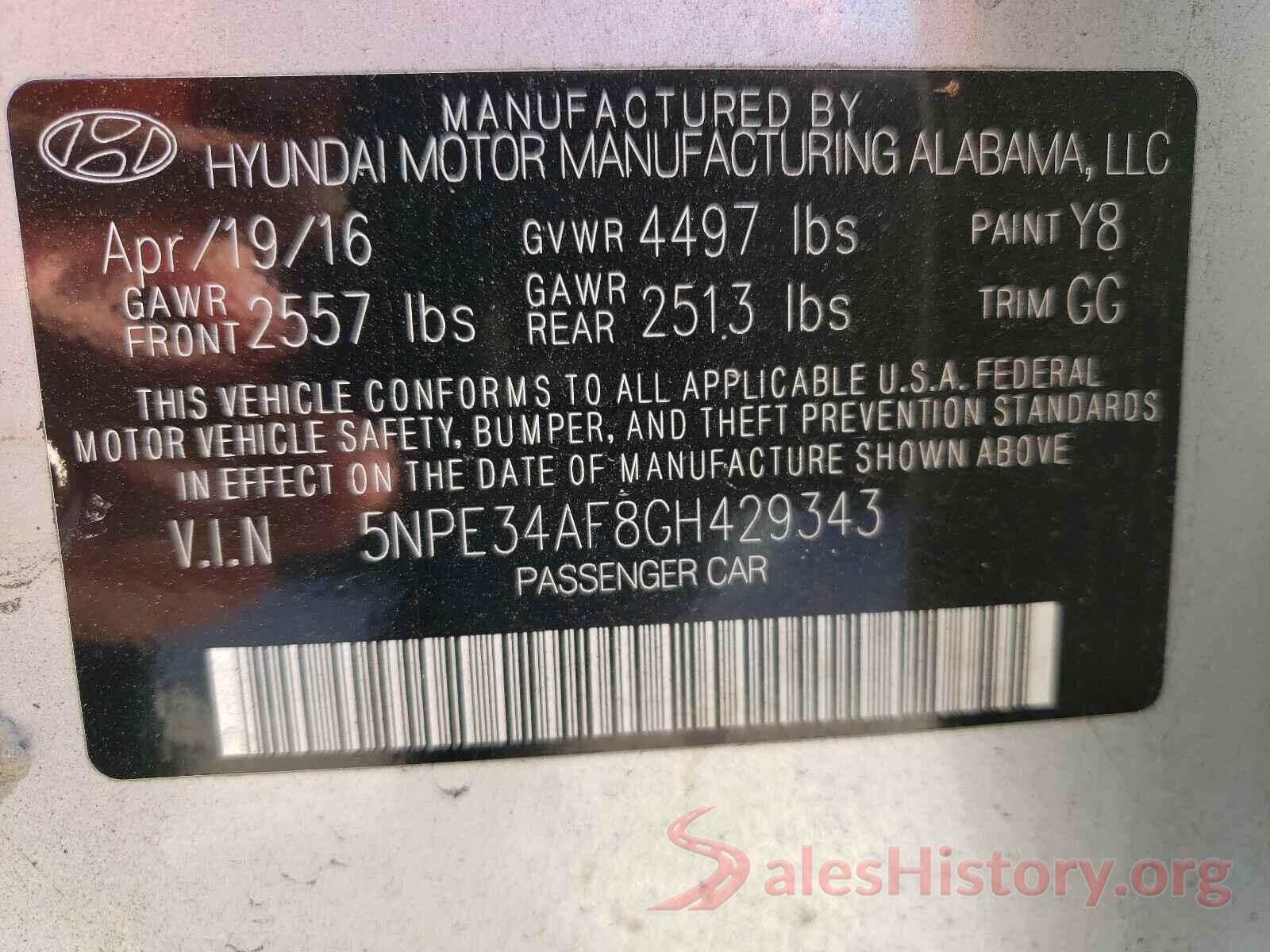 5NPE34AF8GH429343 2016 HYUNDAI SONATA