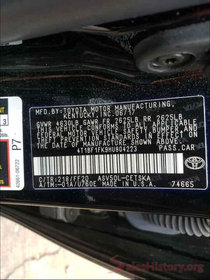 4T1BF1FK9HU804223 2017 TOYOTA CAMRY