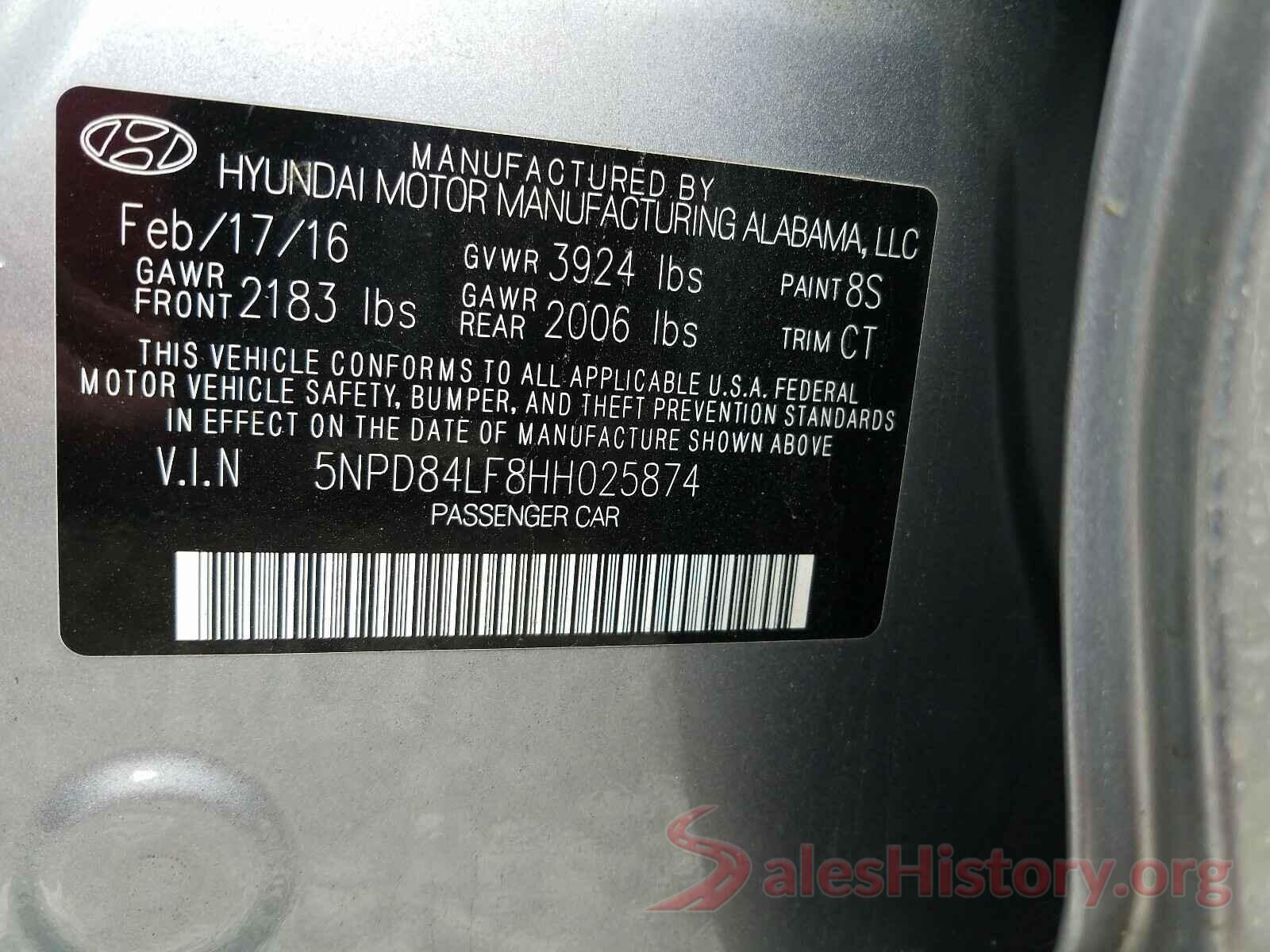 5NPD84LF8HH025874 2017 HYUNDAI ELANTRA