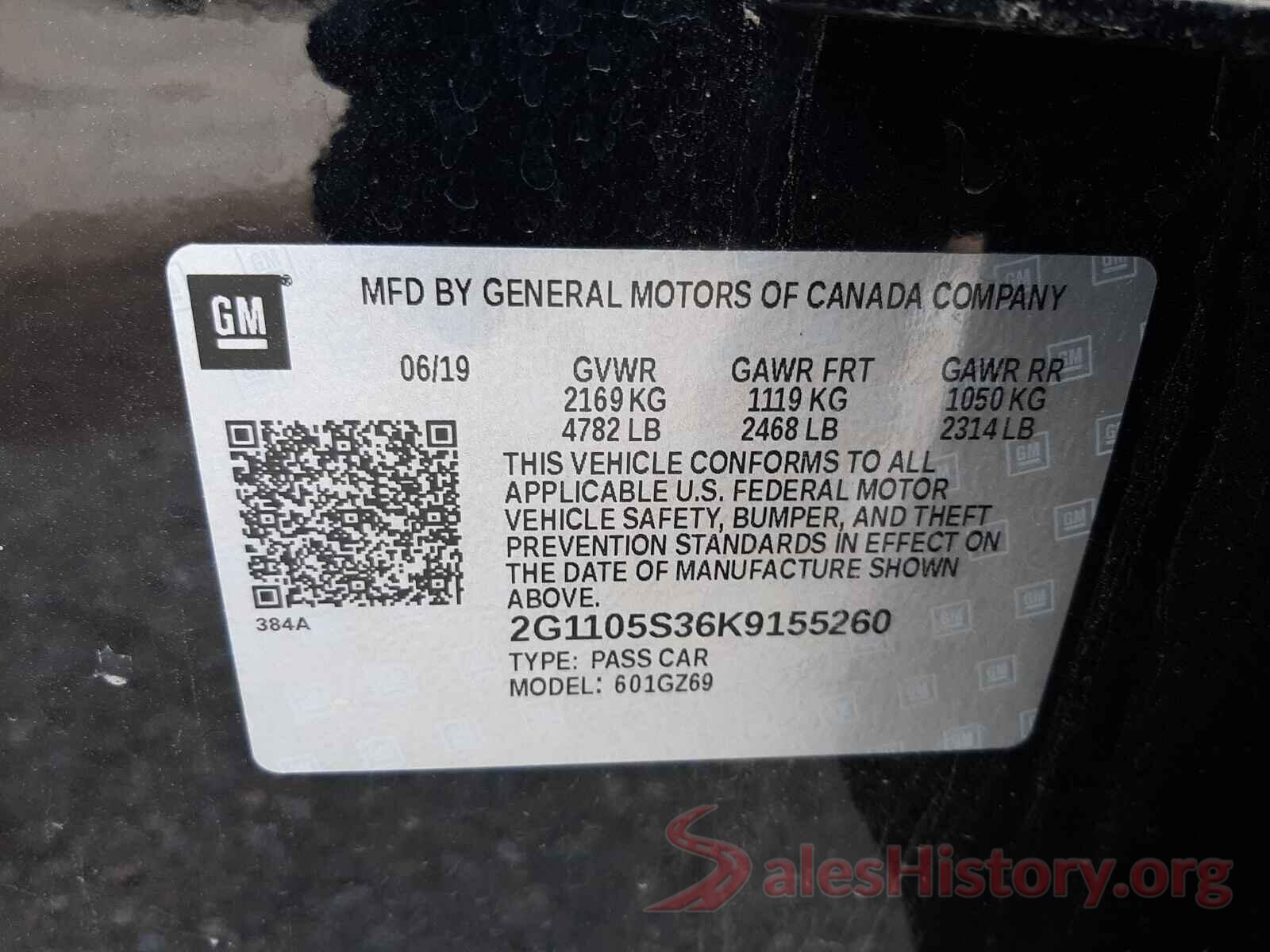 2G1105S36K9155260 2019 CHEVROLET IMPALA