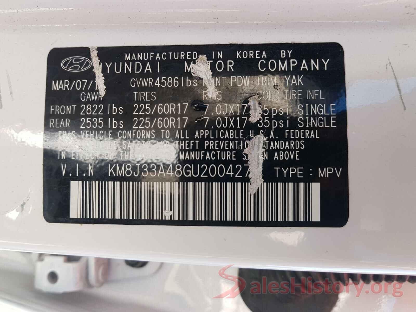 KM8J33A48GU200427 2016 HYUNDAI TUCSON