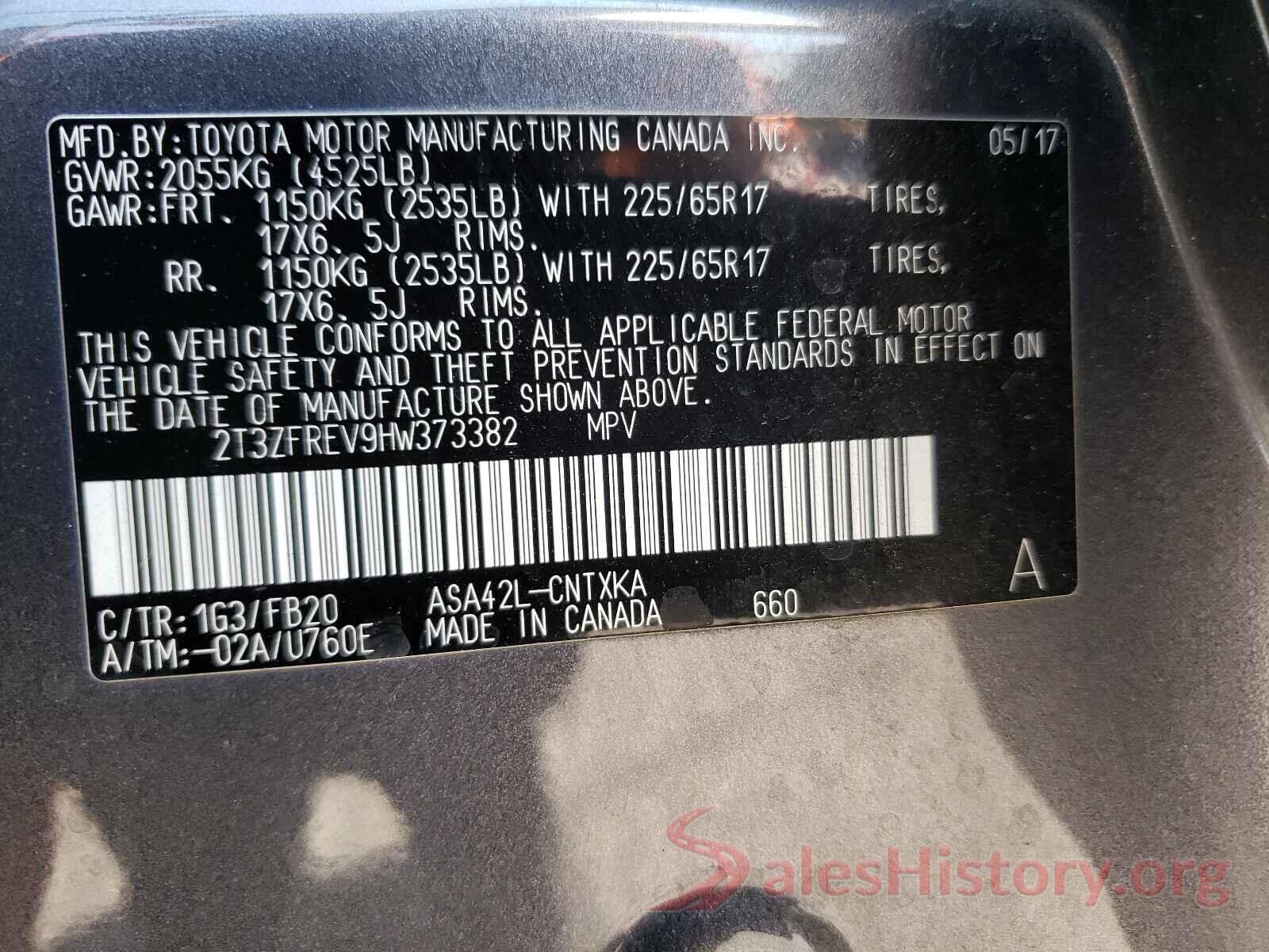 2T3ZFREV9HW373382 2017 TOYOTA RAV4