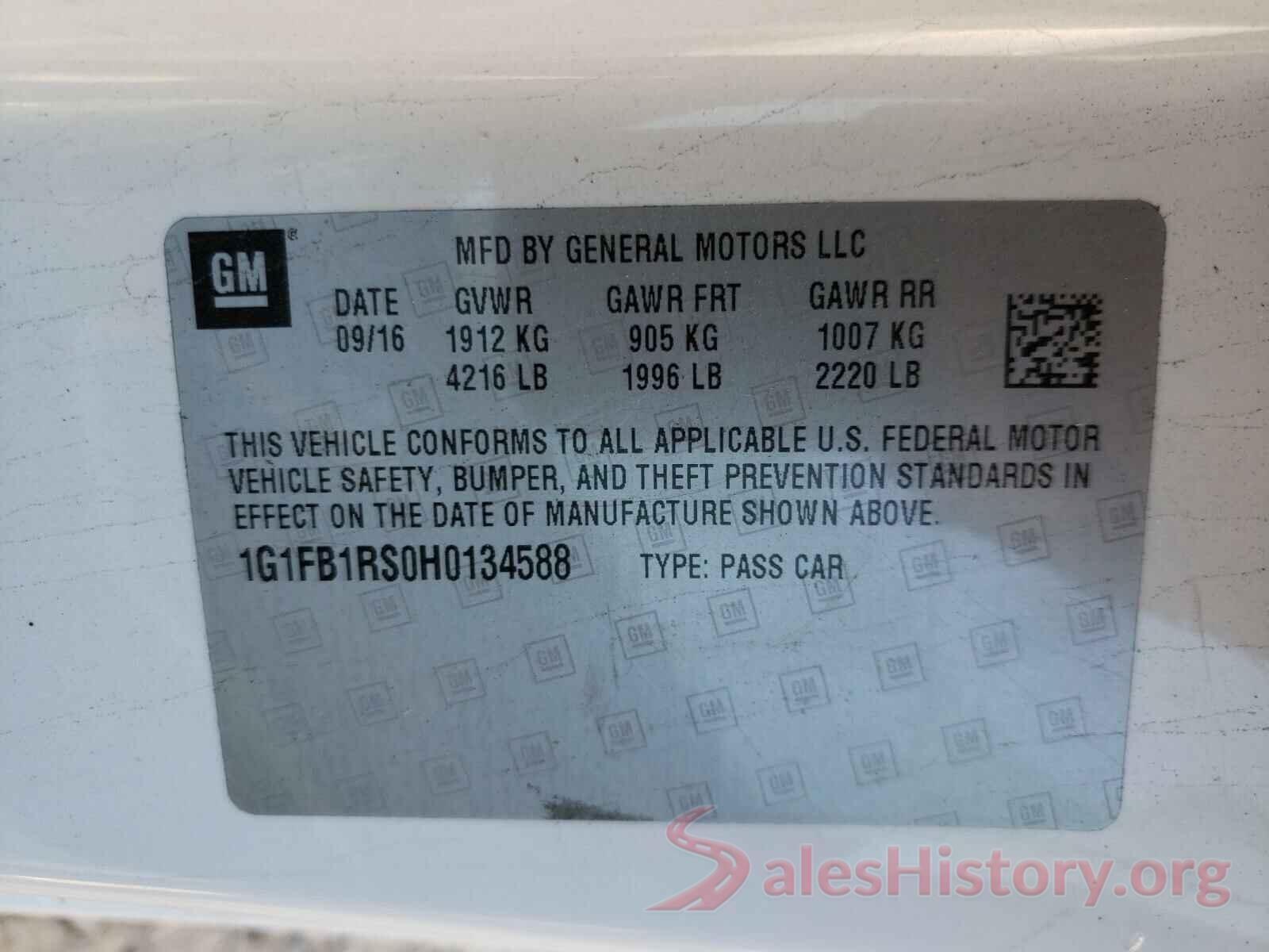 1G1FB1RS0H0134588 2017 CHEVROLET CAMARO