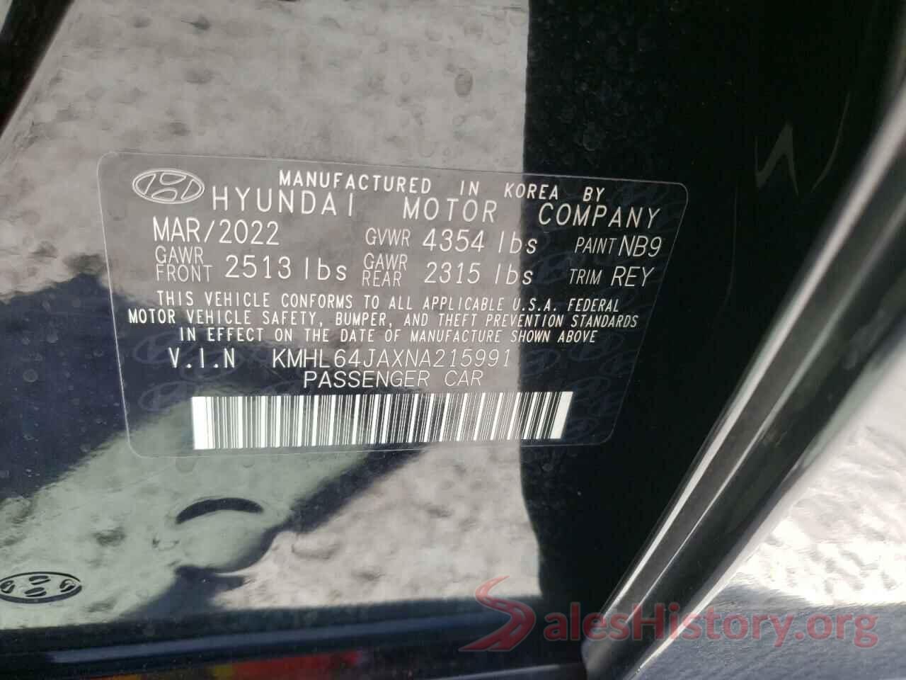 KMHL64JAXNA215991 2022 HYUNDAI SONATA