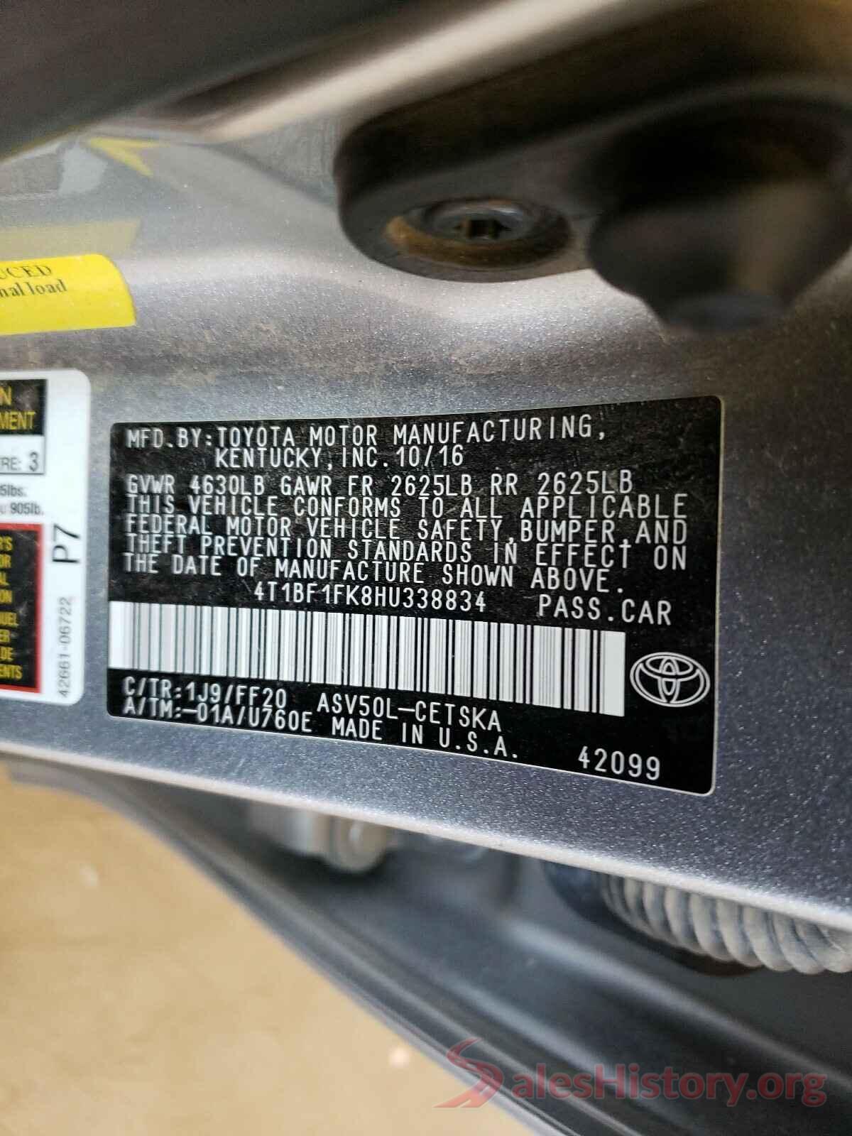 4T1BF1FK8HU338834 2017 TOYOTA CAMRY