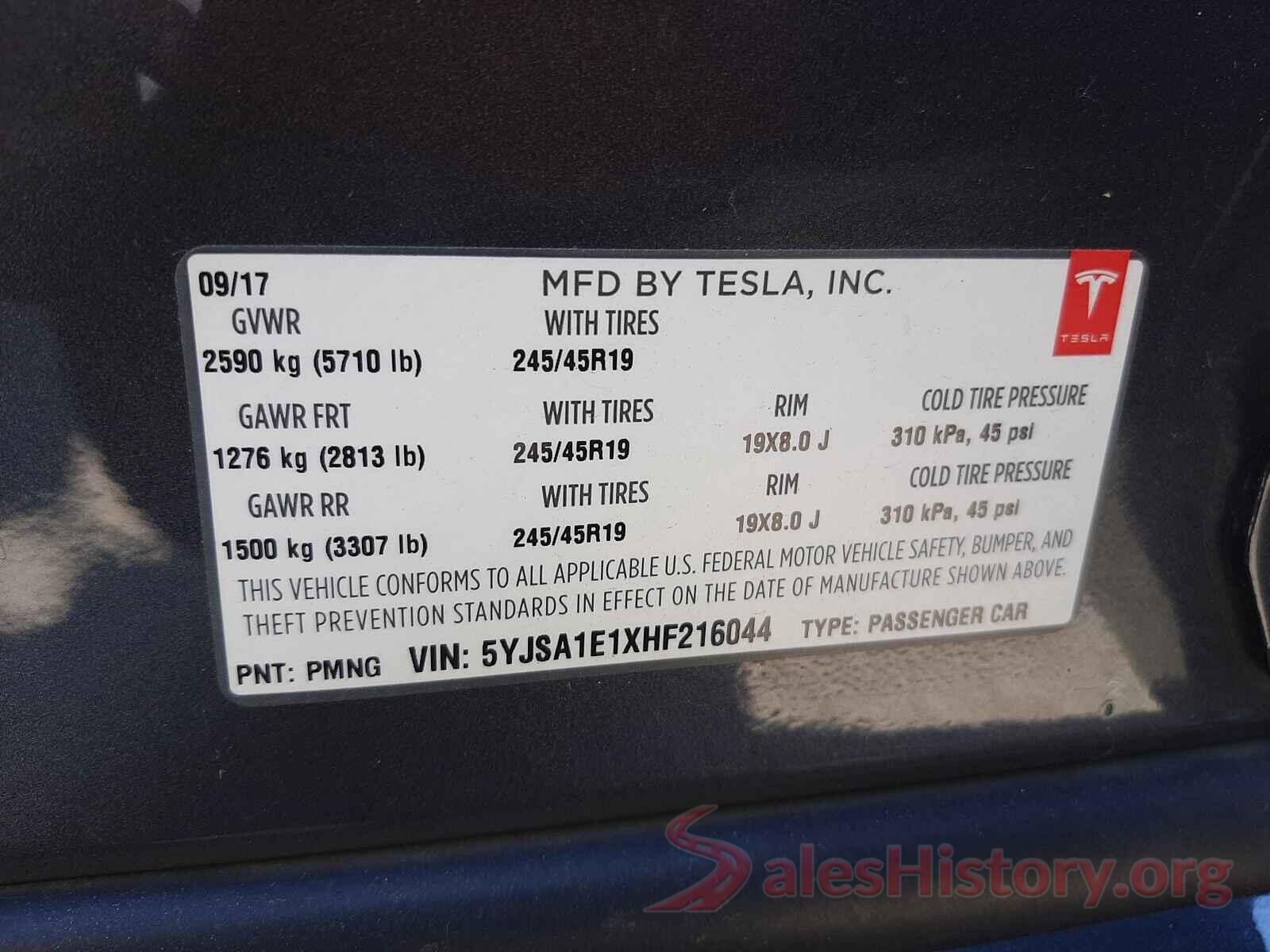 5YJSA1E1XHF216044 2017 TESLA MODEL S