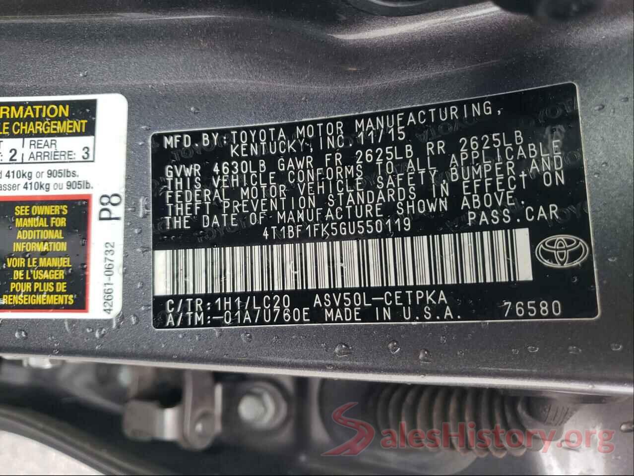 4T1BF1FK5GU550119 2016 TOYOTA CAMRY