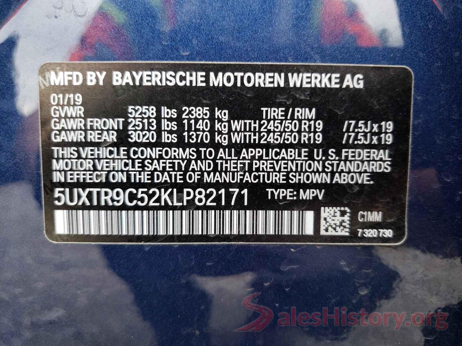 5UXTR9C52KLP82171 2019 BMW X3