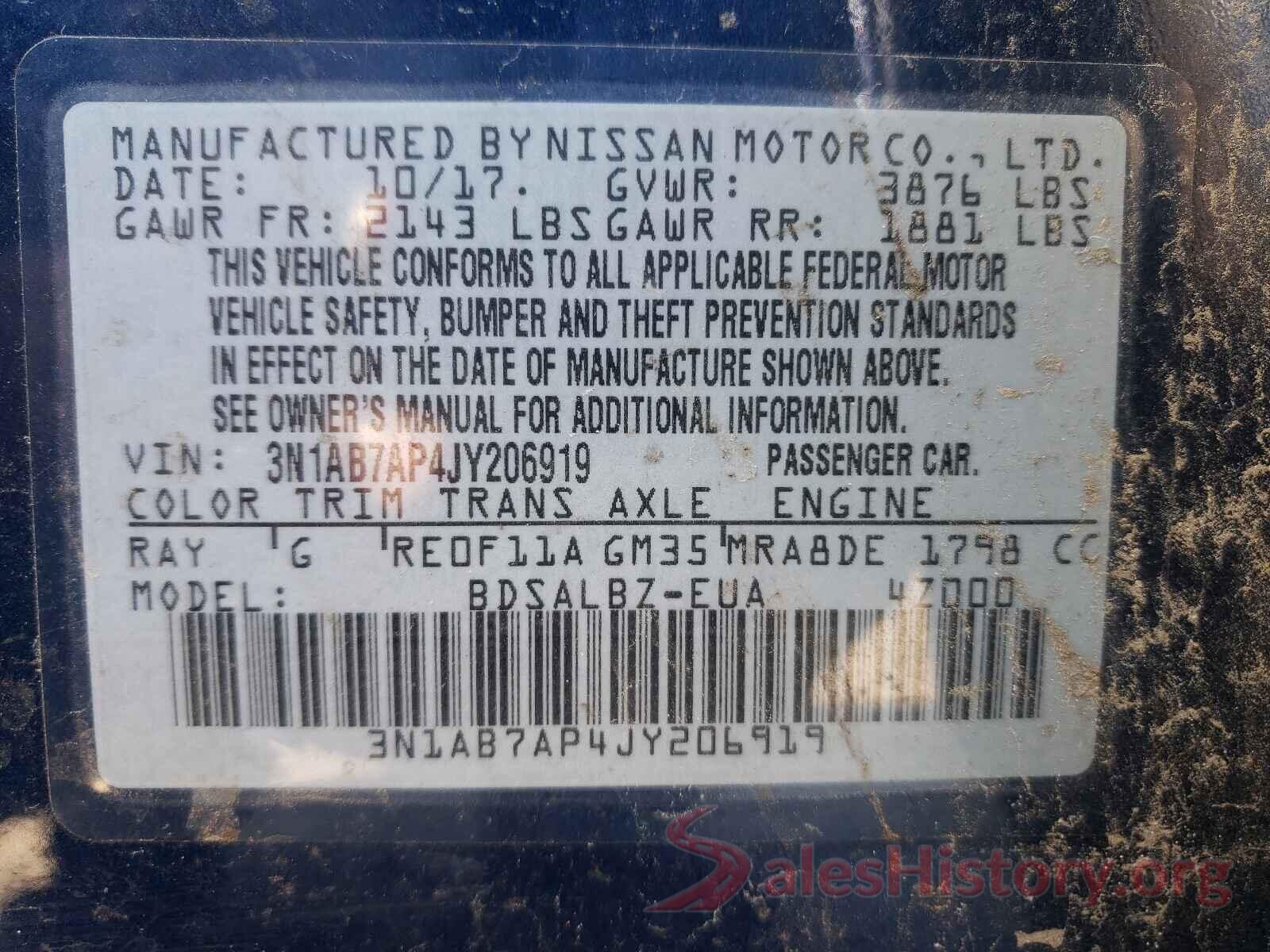 3N1AB7AP4JY206919 2018 NISSAN SENTRA