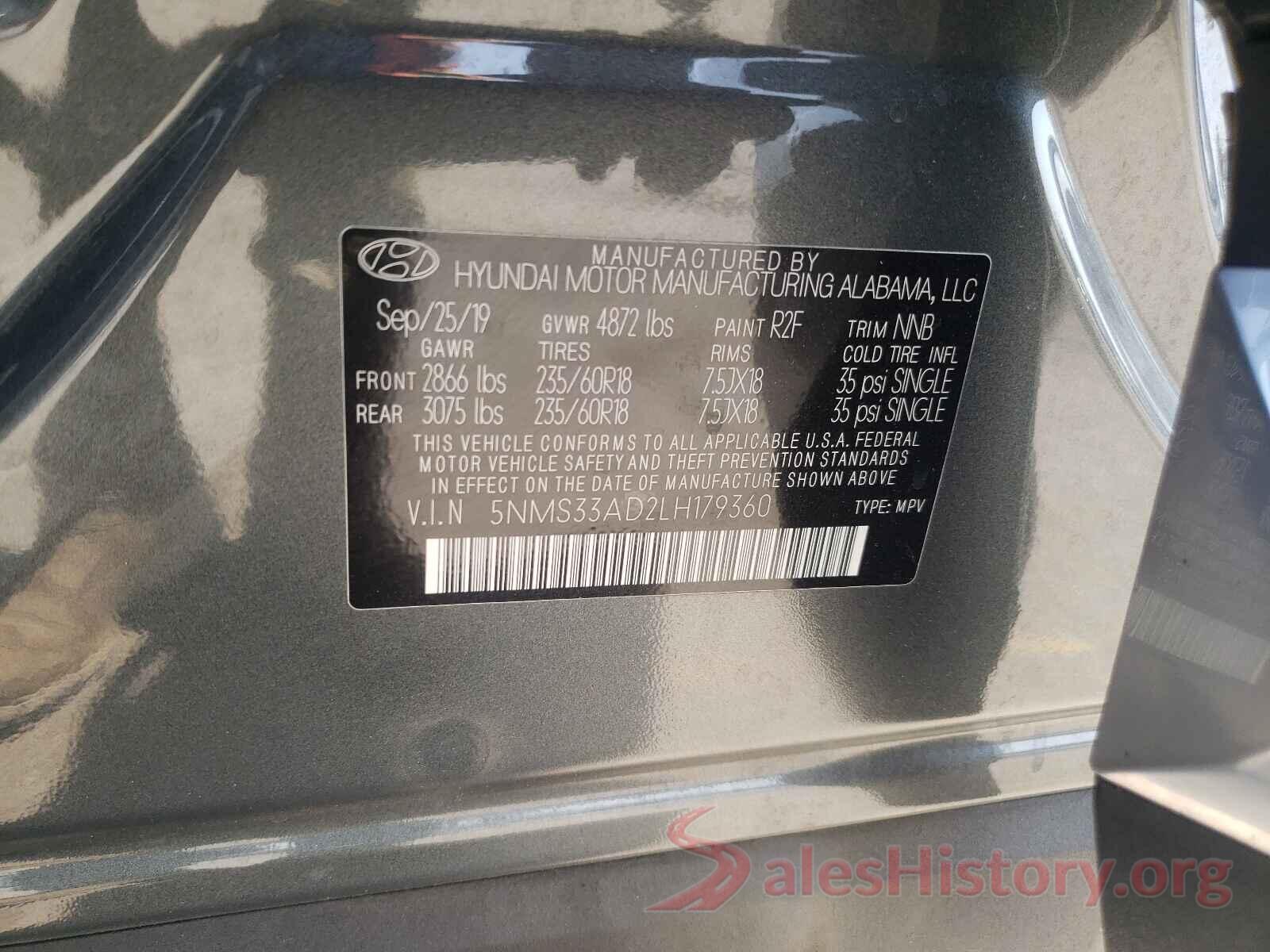 5NMS33AD2LH179360 2020 HYUNDAI SANTA FE