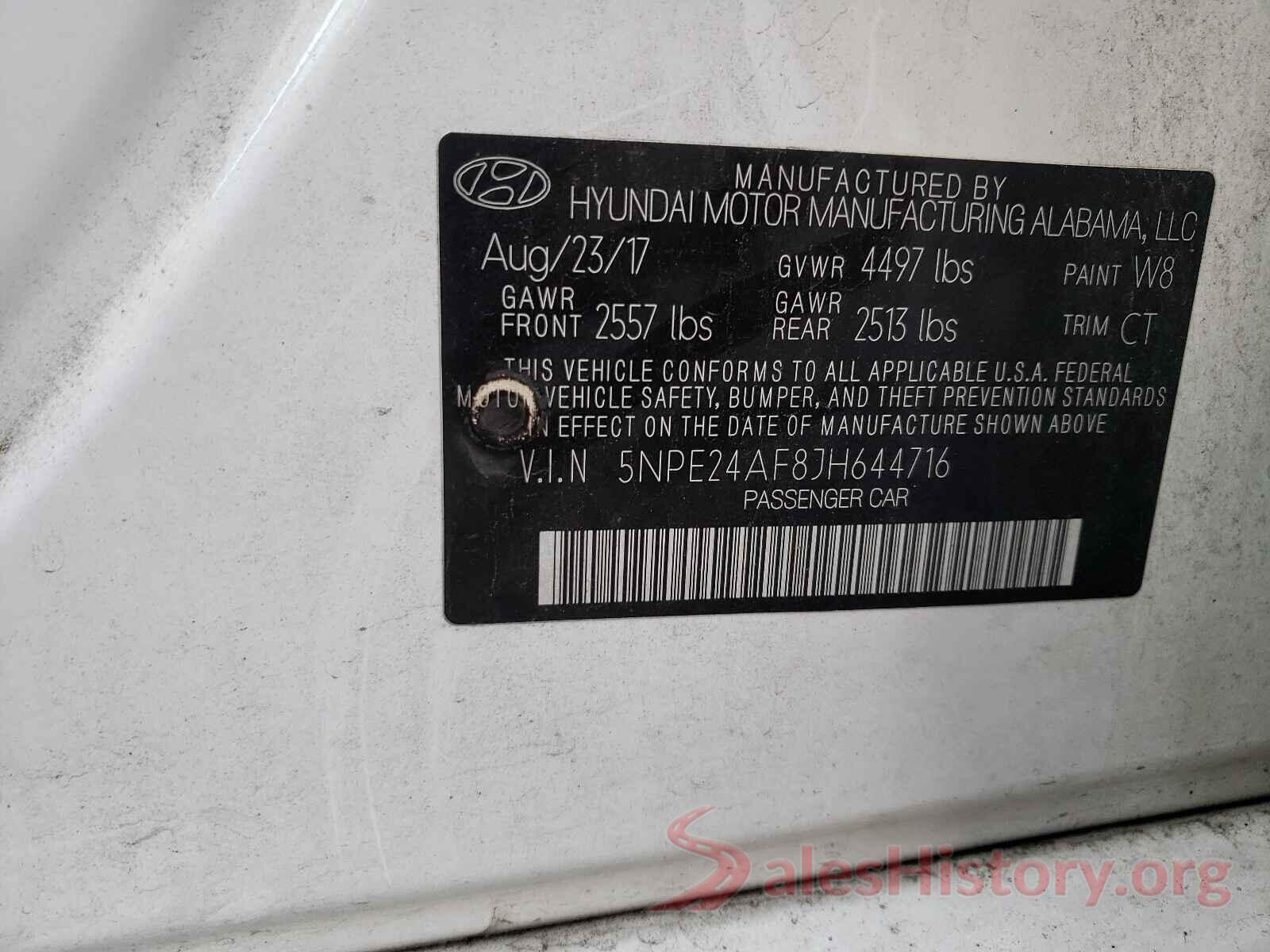 5NPE24AF8JH644716 2018 HYUNDAI SONATA