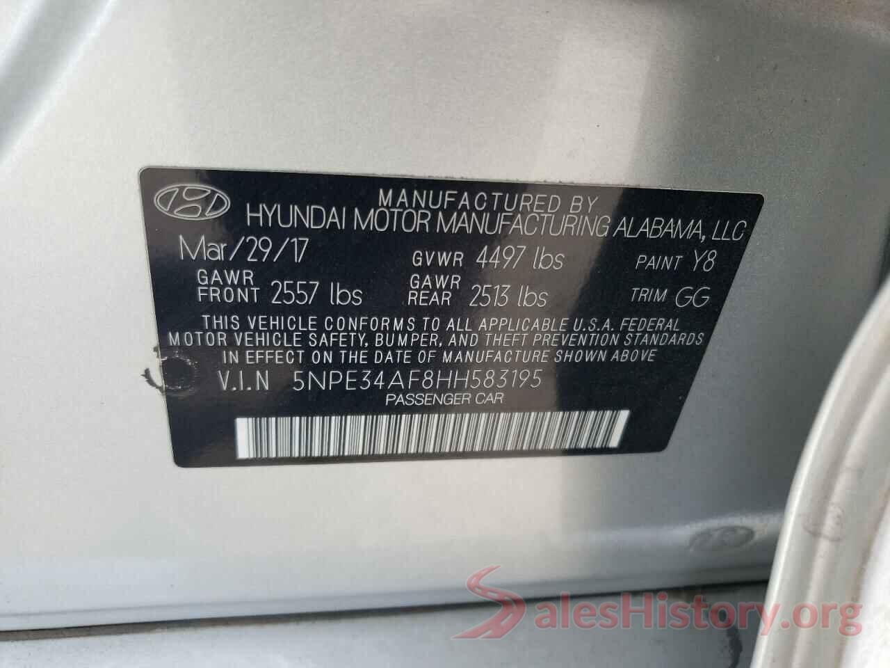 5NPE34AF8HH583195 2017 HYUNDAI SONATA