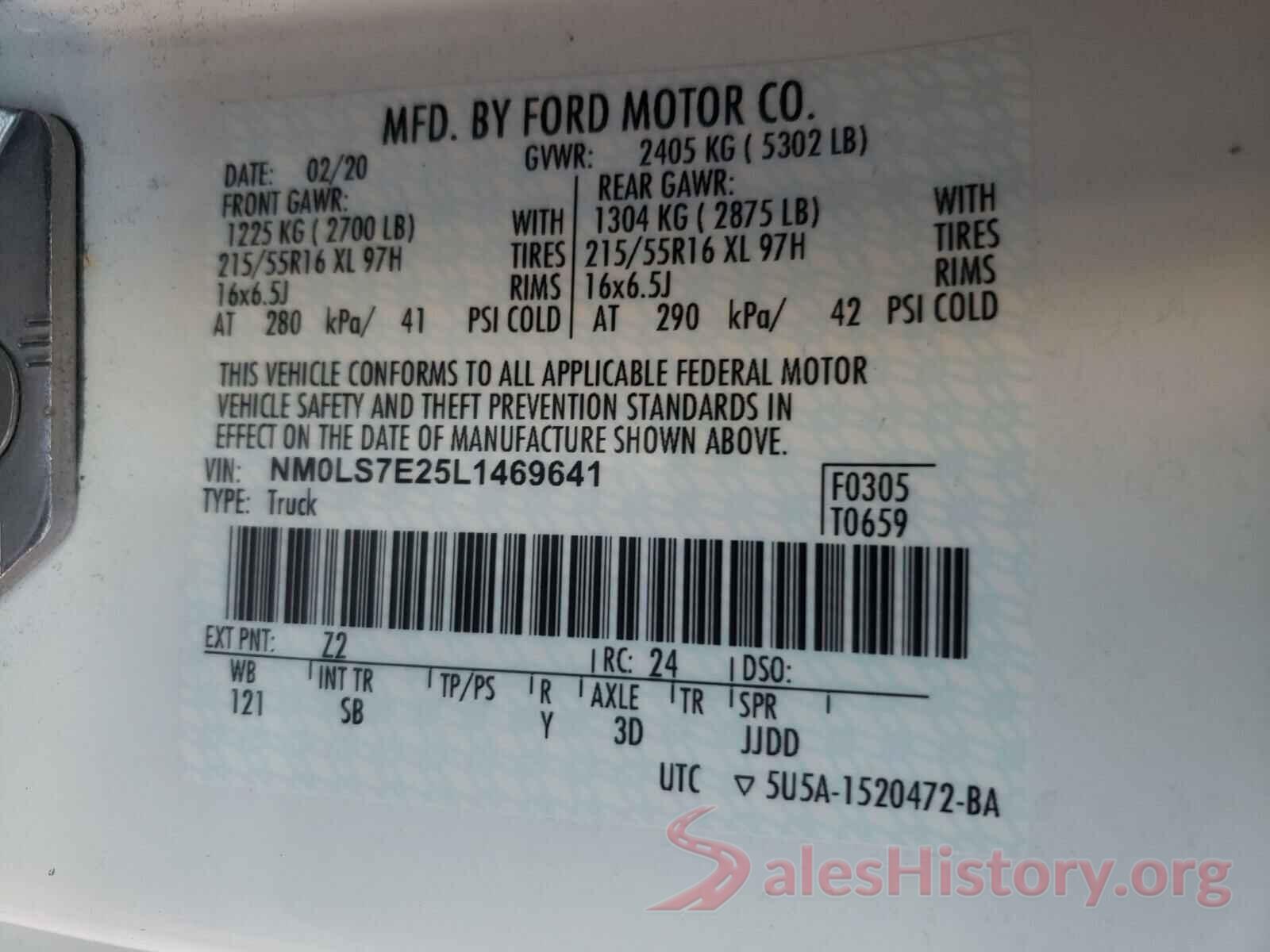 NM0LS7E25L1469641 2020 FORD TRANSIT CO