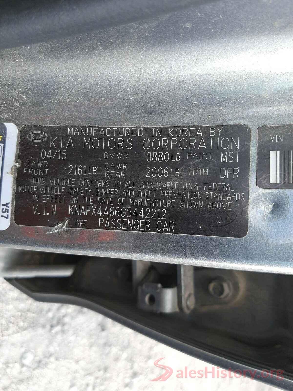 KNAFX4A66G5442212 2016 KIA FORTE