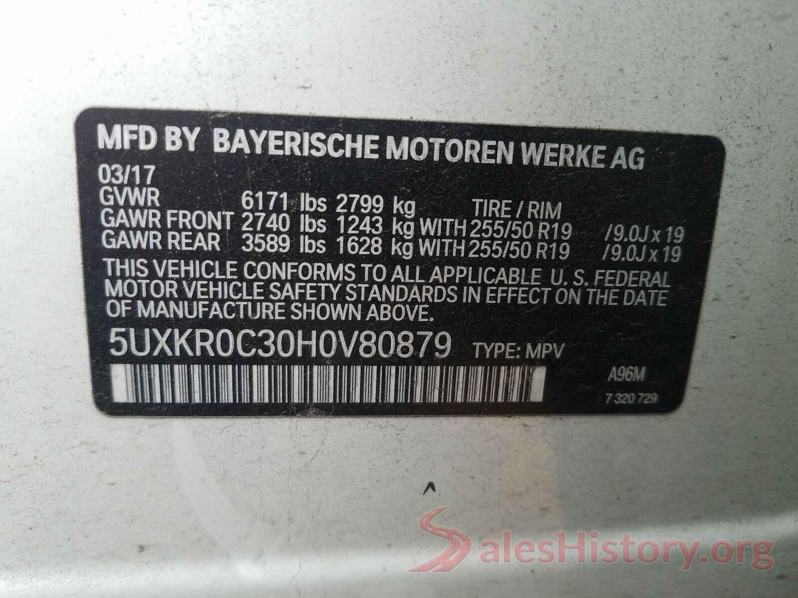 5UXKR0C30H0V80879 2017 BMW X5