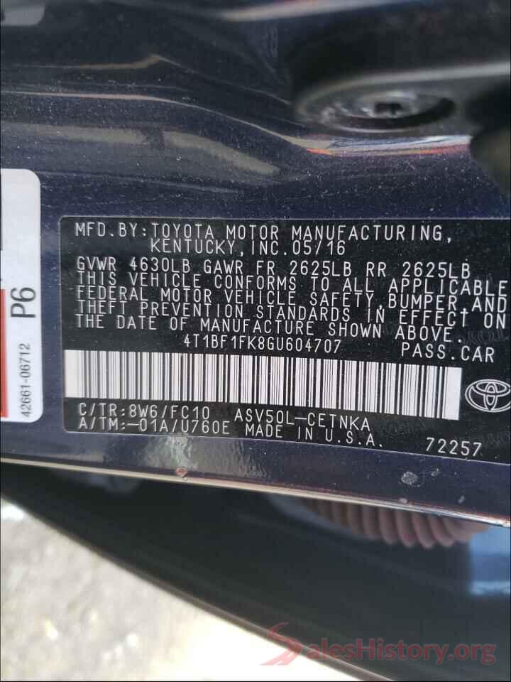 4T1BF1FK8GU604707 2016 TOYOTA CAMRY