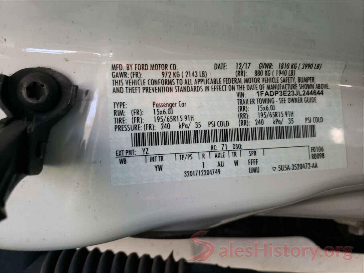 1FADP3E23JL244644 2018 FORD FOCUS