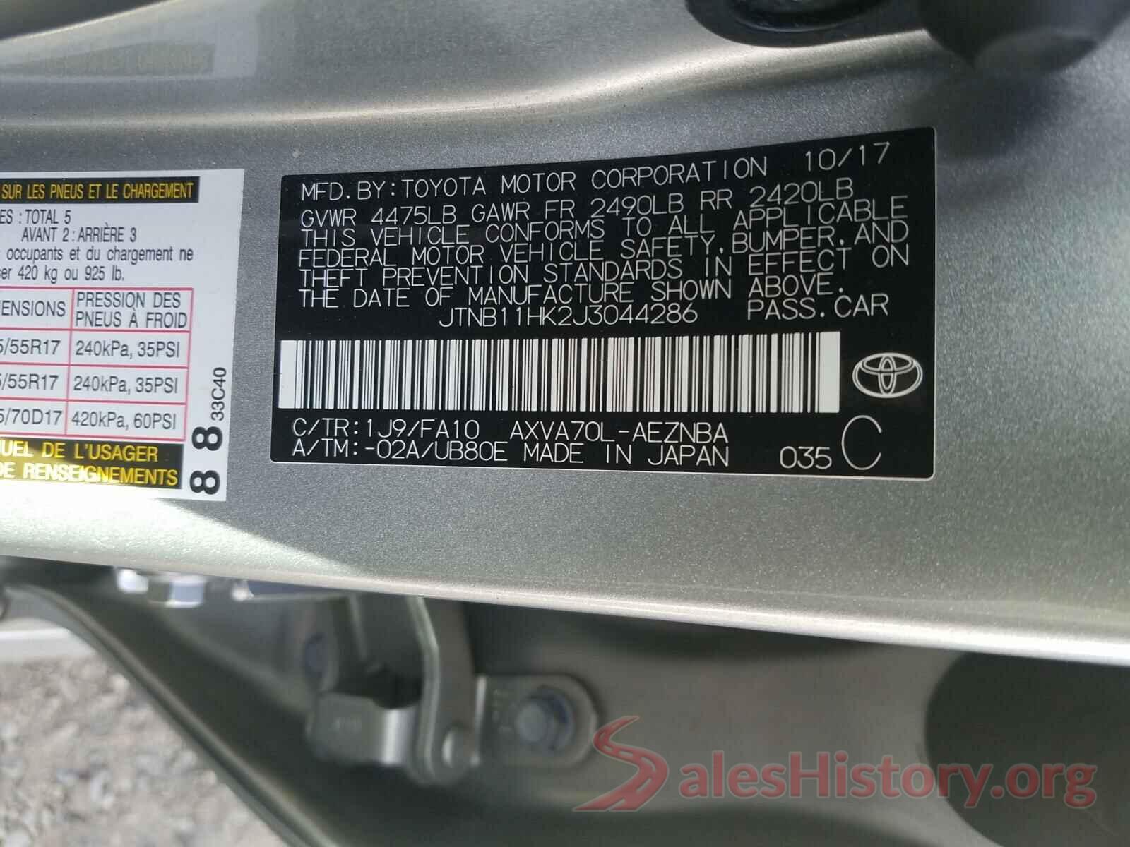 JTNB11HK2J3044286 2018 TOYOTA CAMRY