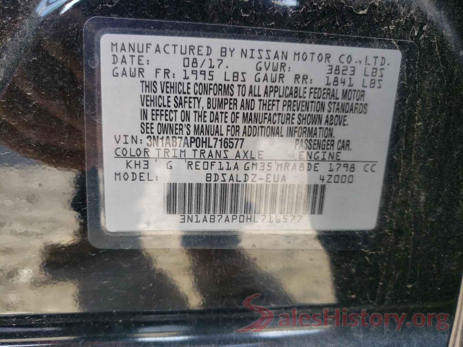 3N1AB7AP0HL716577 2017 NISSAN SENTRA