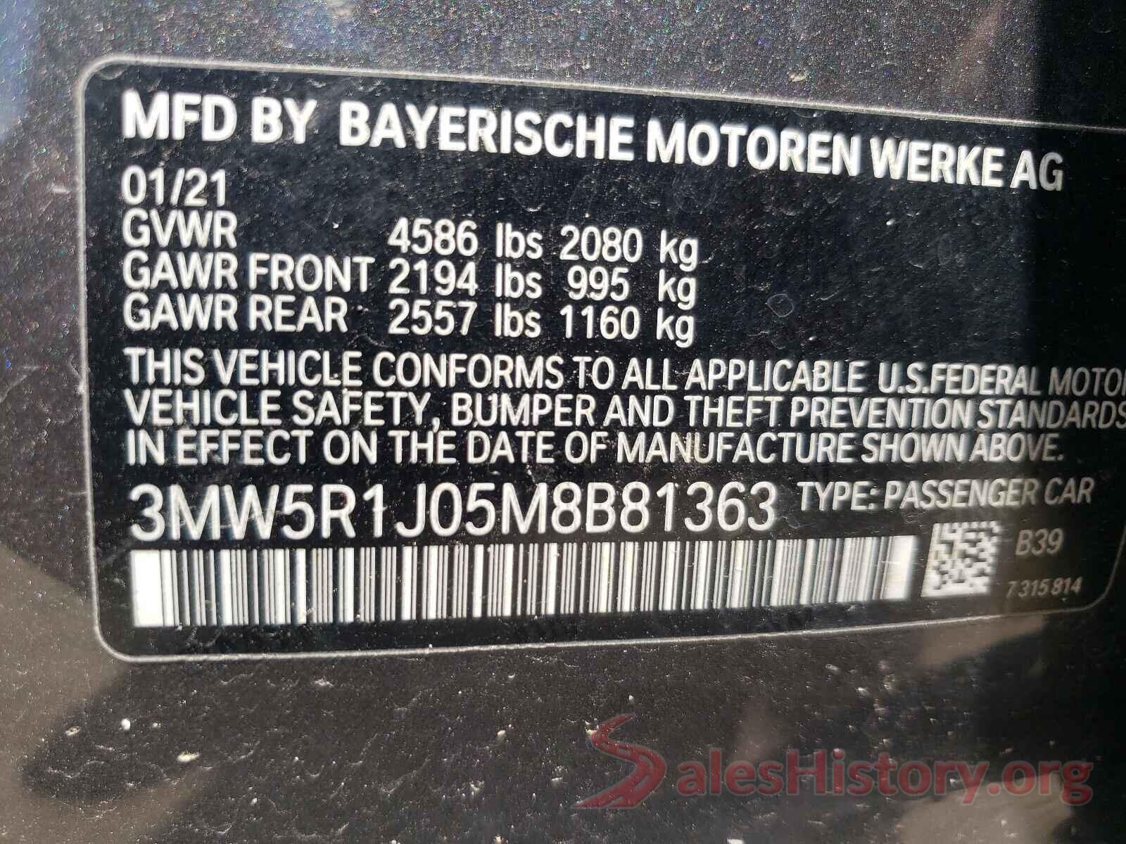 3MW5R1J05M8B81363 2021 BMW 3 SERIES