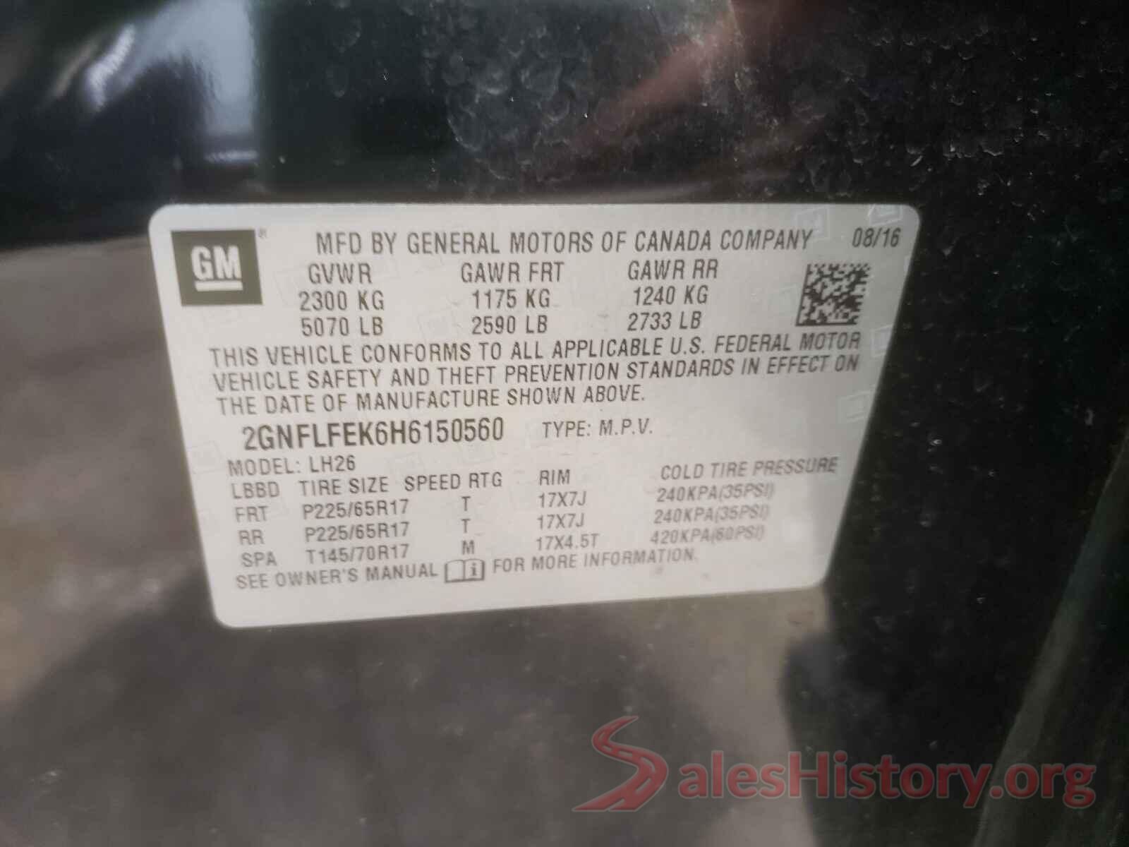 2GNFLFEK6H6150560 2017 CHEVROLET EQUINOX