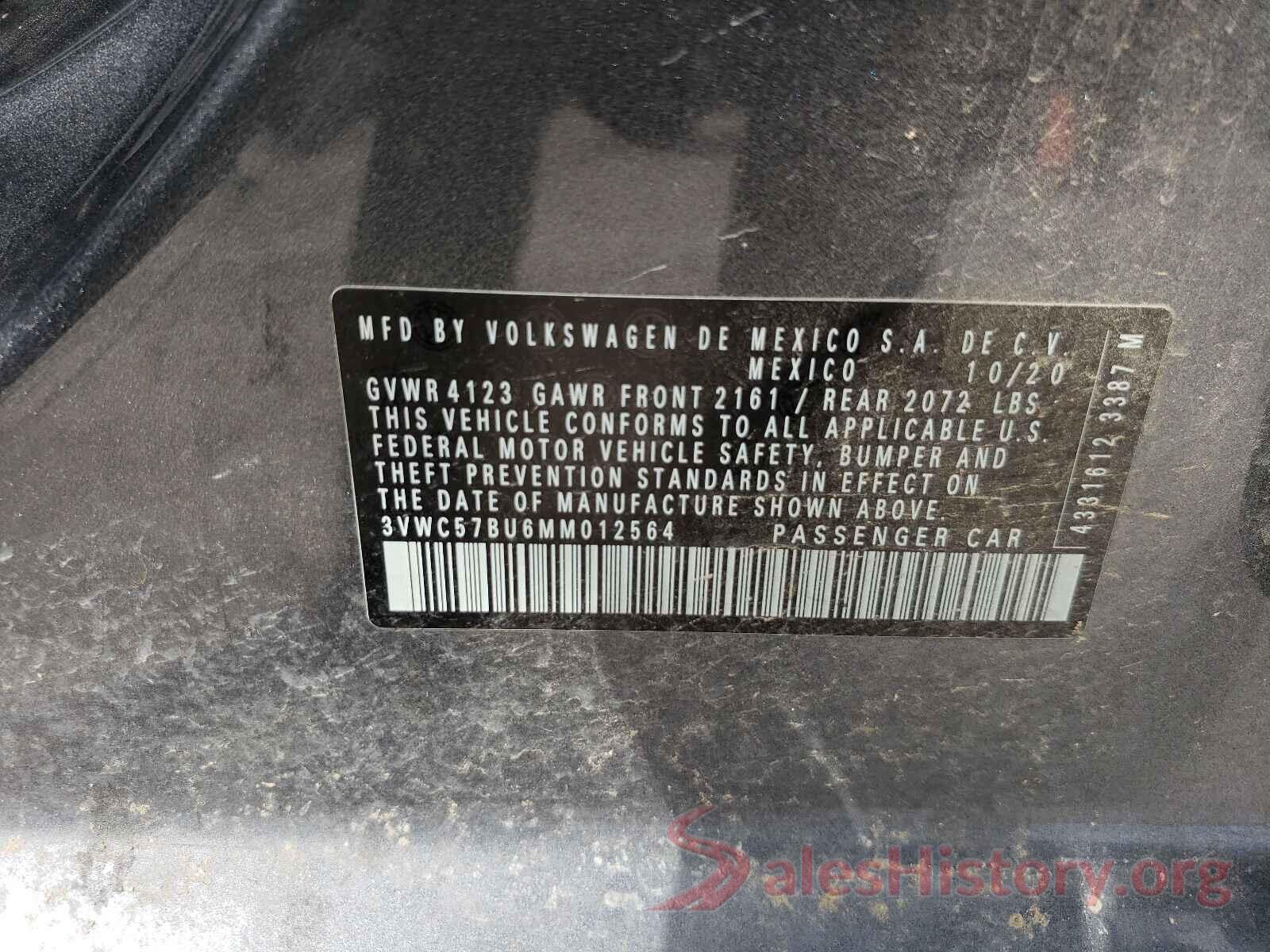 3VWC57BU6MM012564 2021 VOLKSWAGEN JETTA