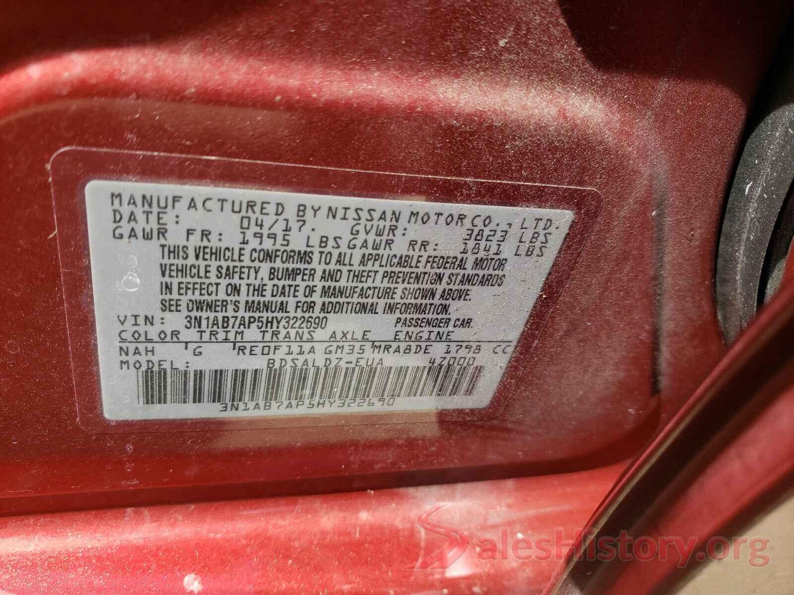 3N1AB7AP5HY322690 2017 NISSAN SENTRA