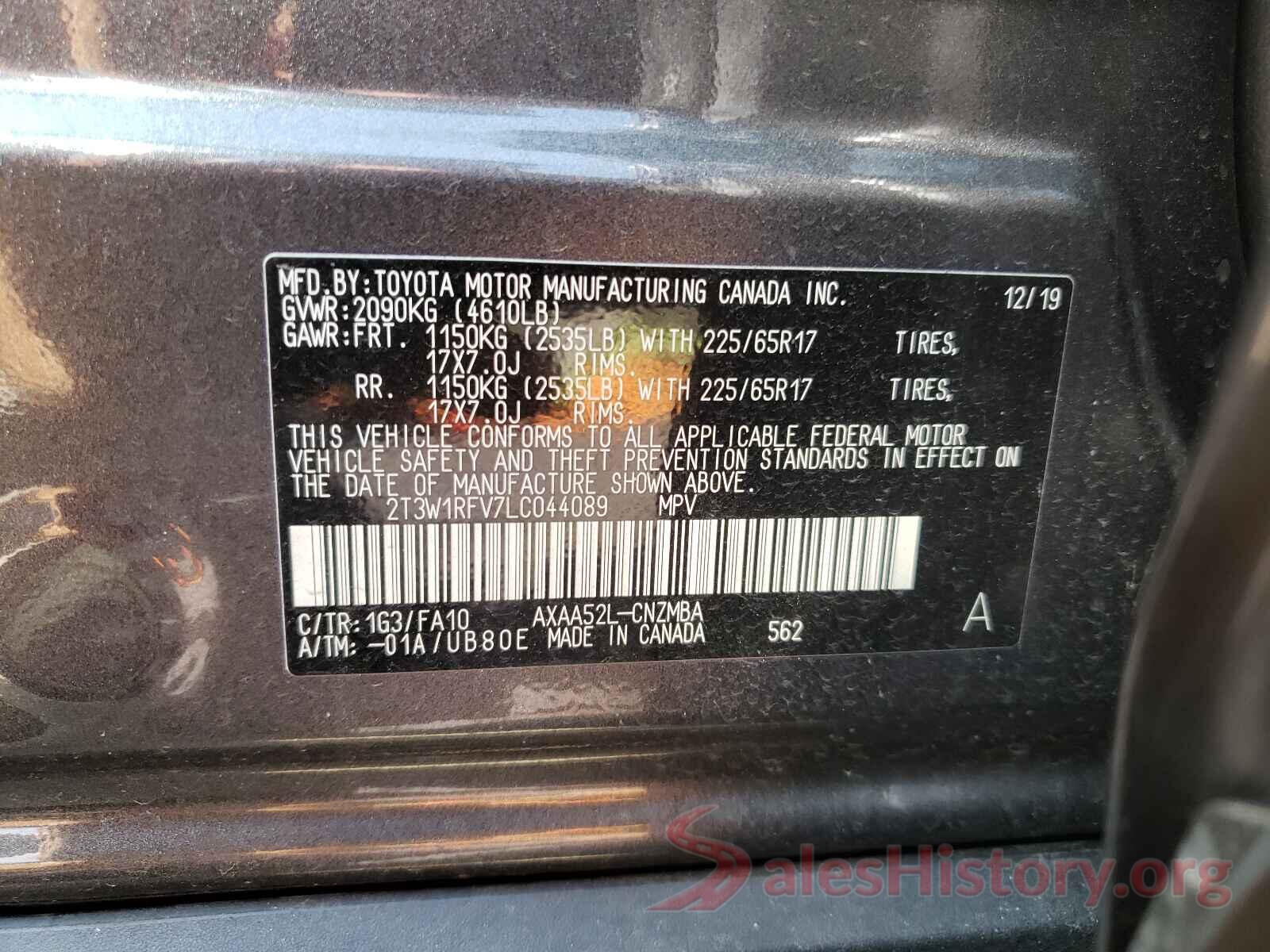 2T3W1RFV7LC044089 2020 TOYOTA RAV4