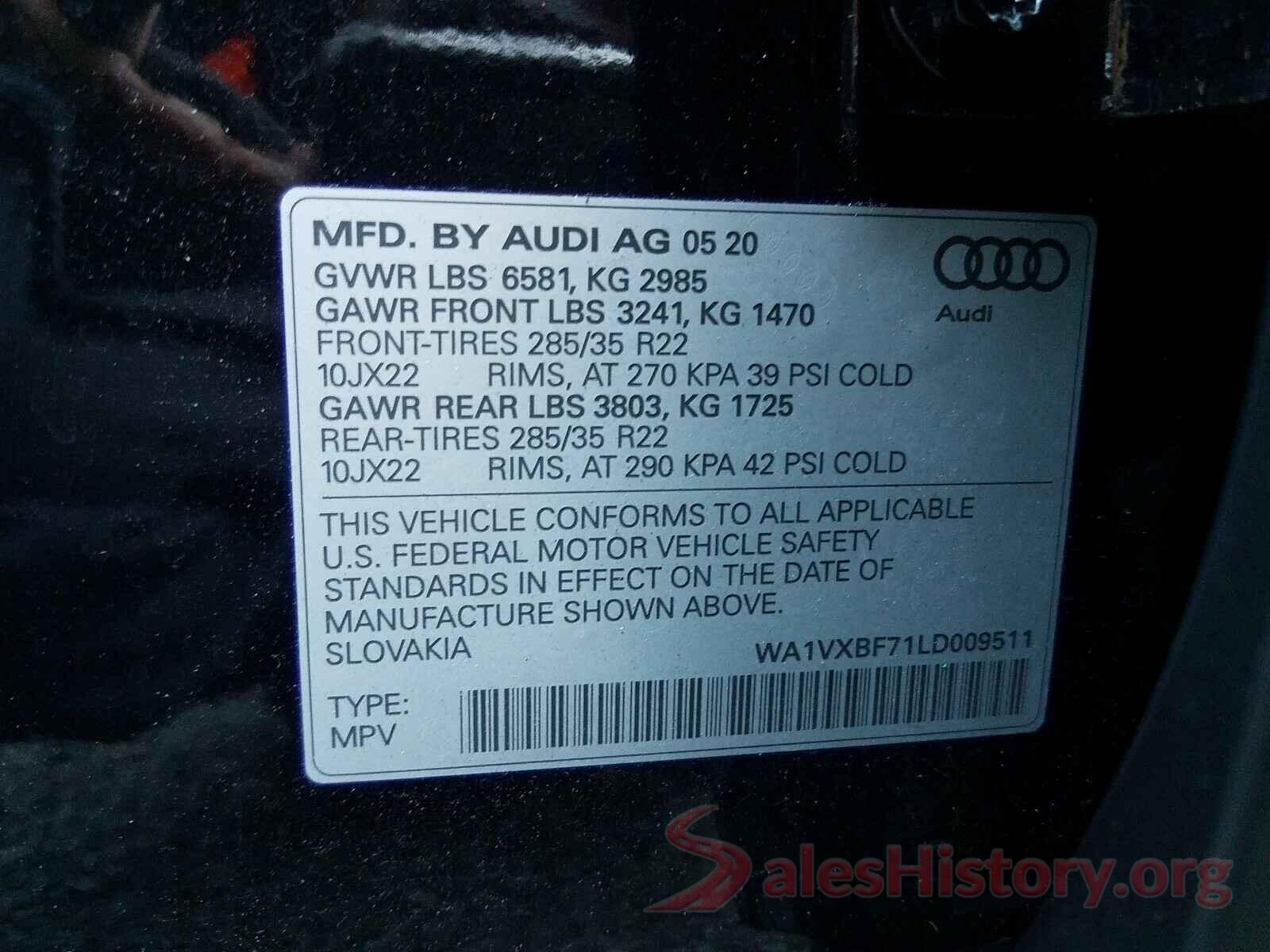 WA1VXBF71LD009511 2020 AUDI Q7