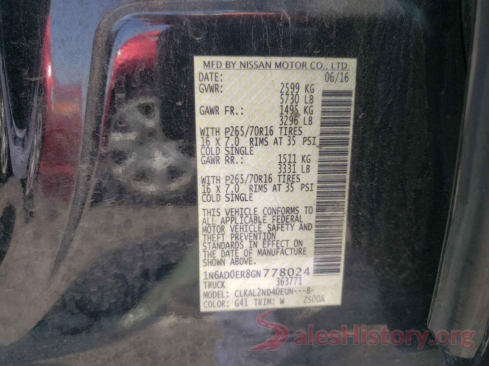 1N6AD0ER8GN778024 2016 NISSAN FRONTIER