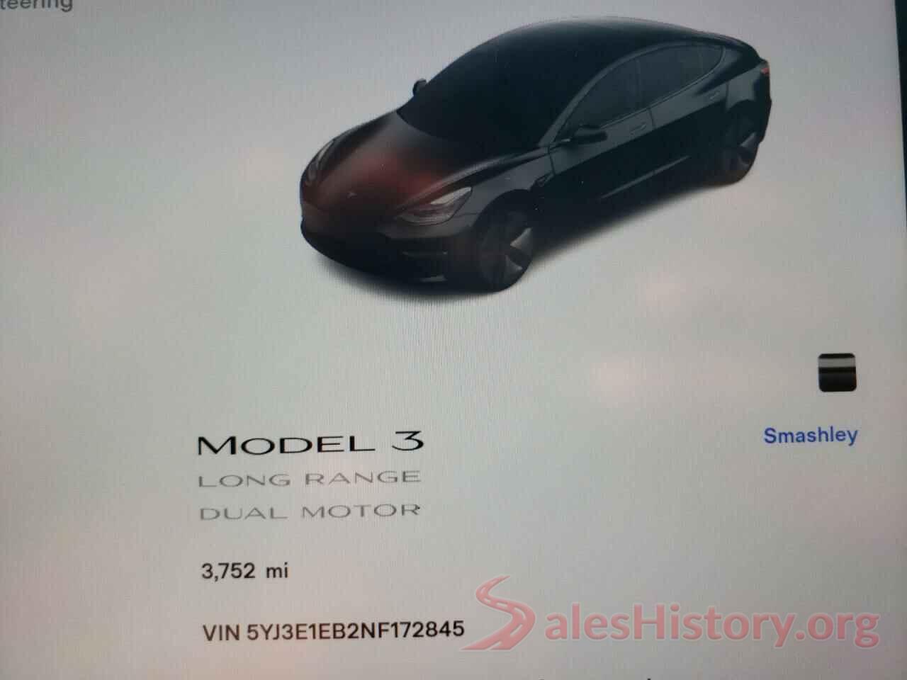 5YJ3E1EB2NF172845 2022 TESLA MODEL 3