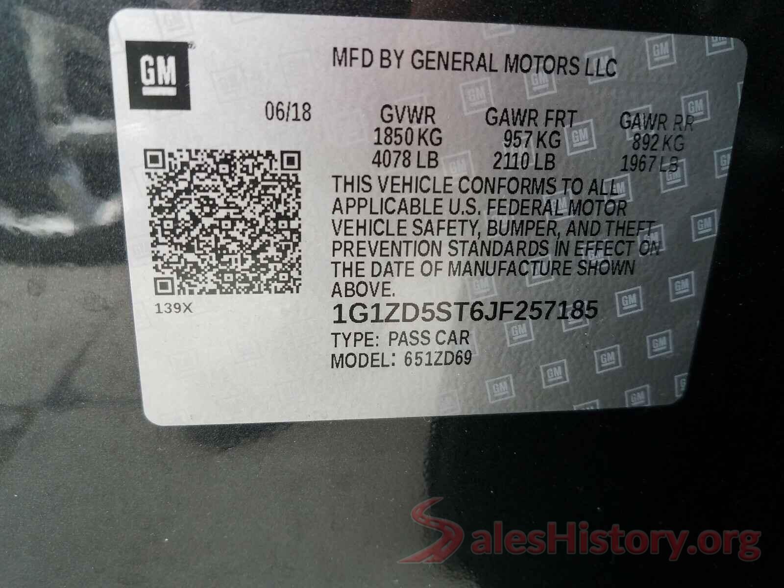 1G1ZD5ST6JF257185 2018 CHEVROLET MALIBU