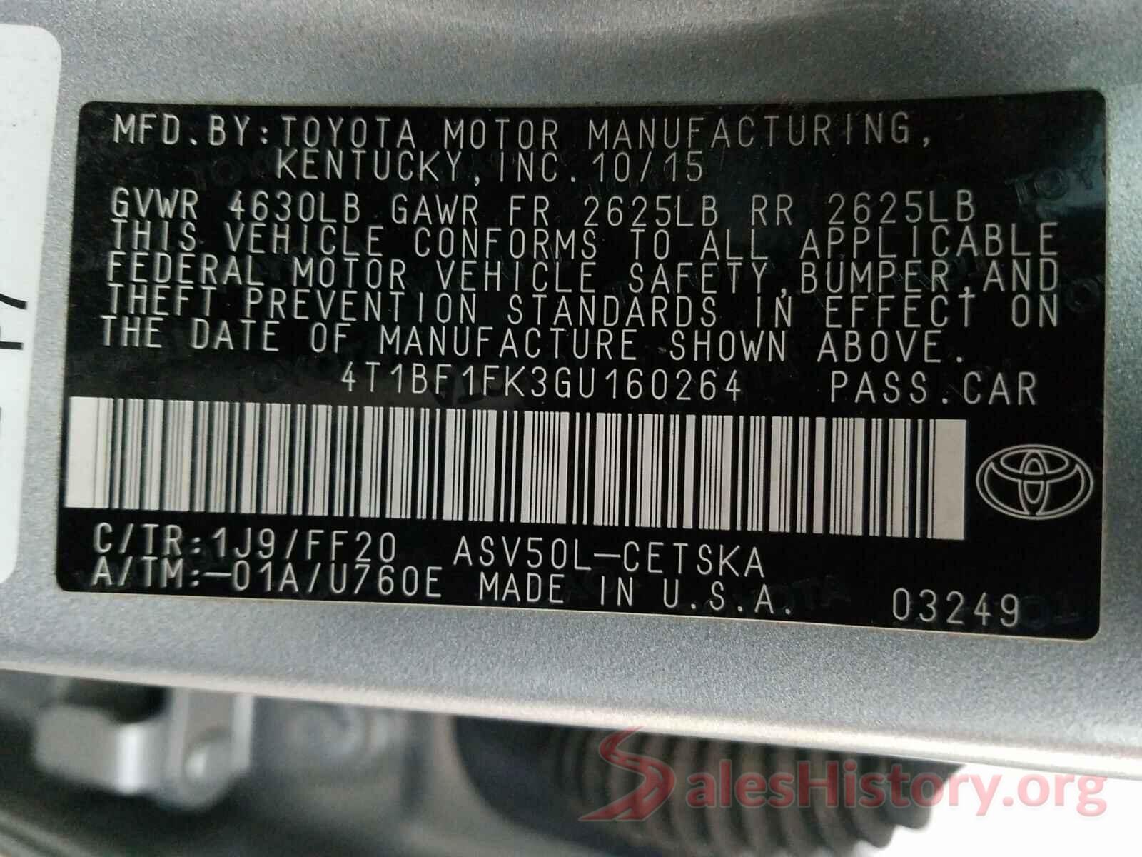 4T1BF1FK3GU160264 2016 TOYOTA CAMRY