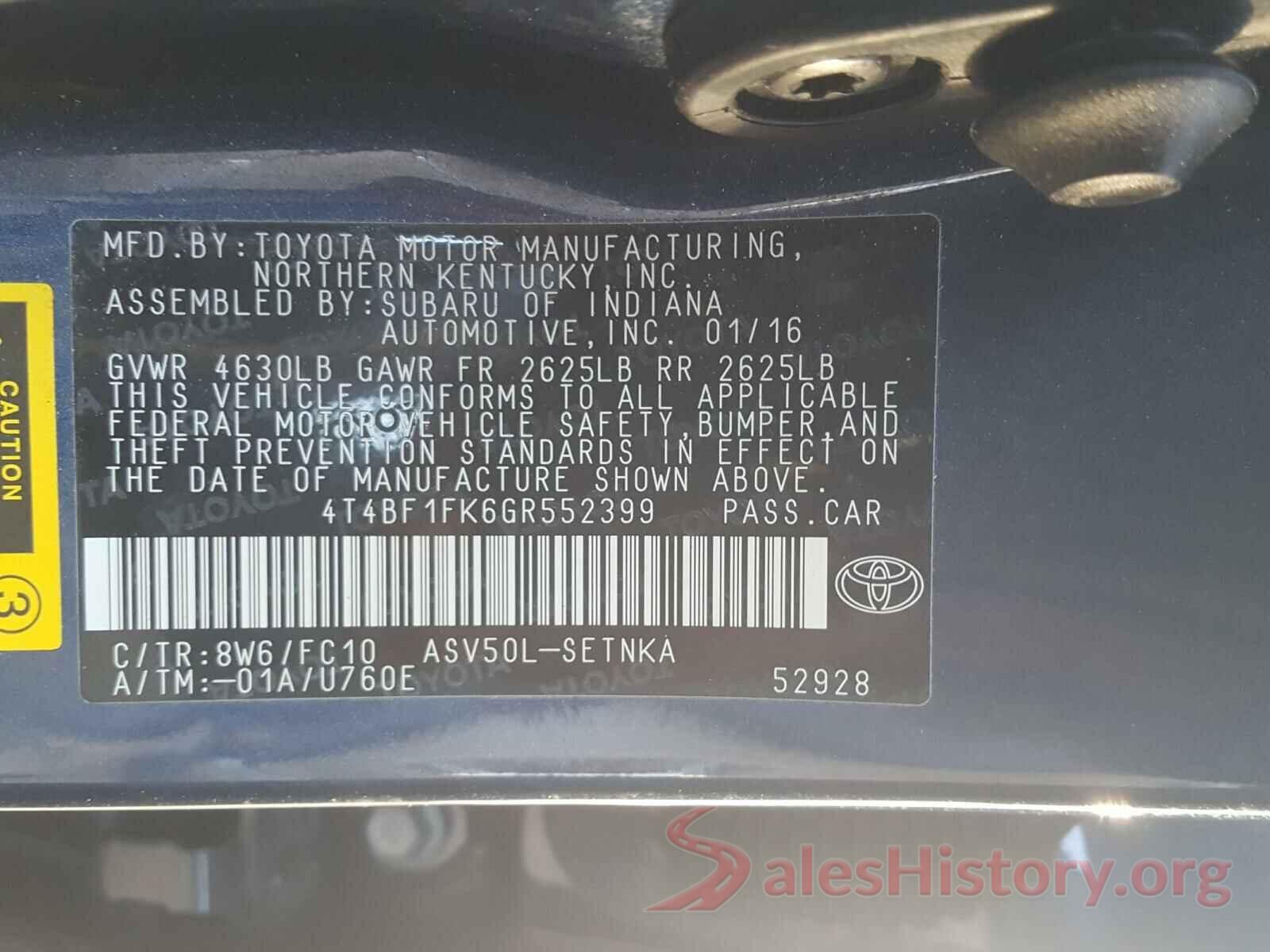 4T4BF1FK6GR552399 2016 TOYOTA CAMRY