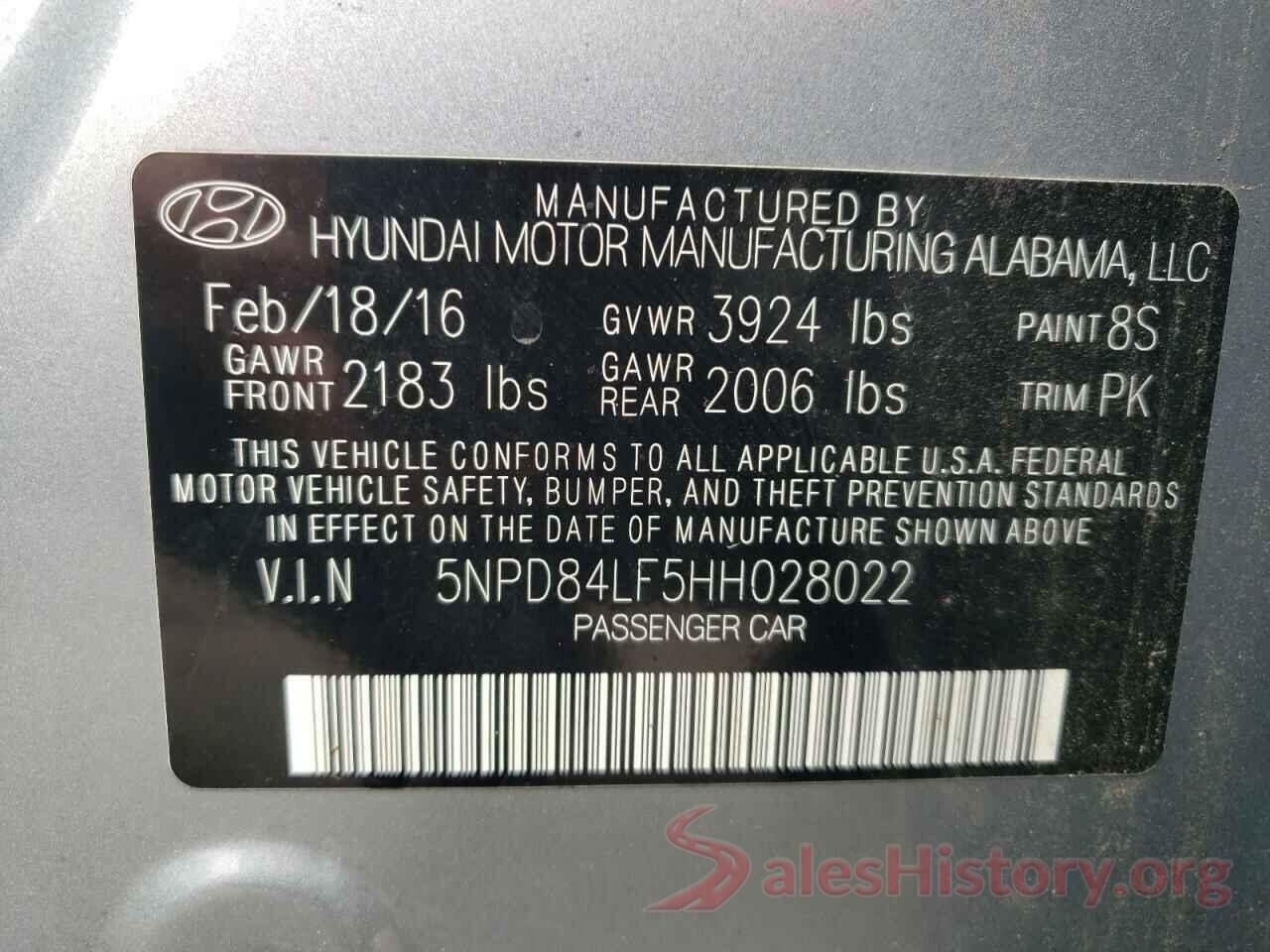 5NPD84LF5HH028022 2017 HYUNDAI ELANTRA