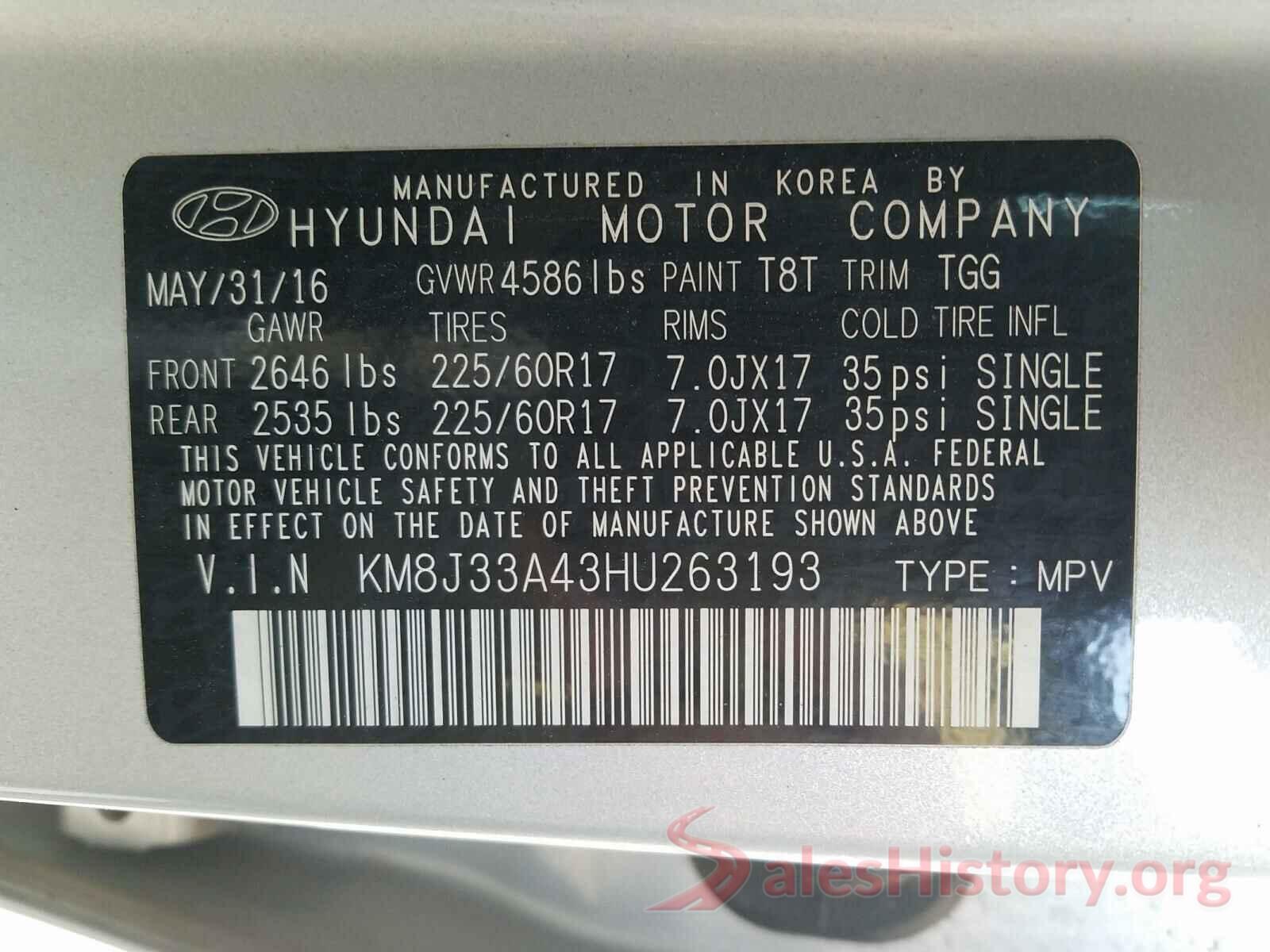 KM8J33A43HU263193 2017 HYUNDAI TUCSON