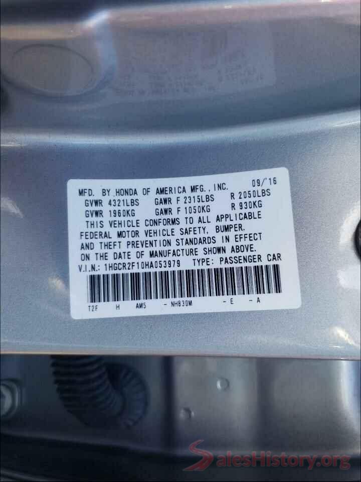 1HGCR2F10HA053979 2017 HONDA ACCORD