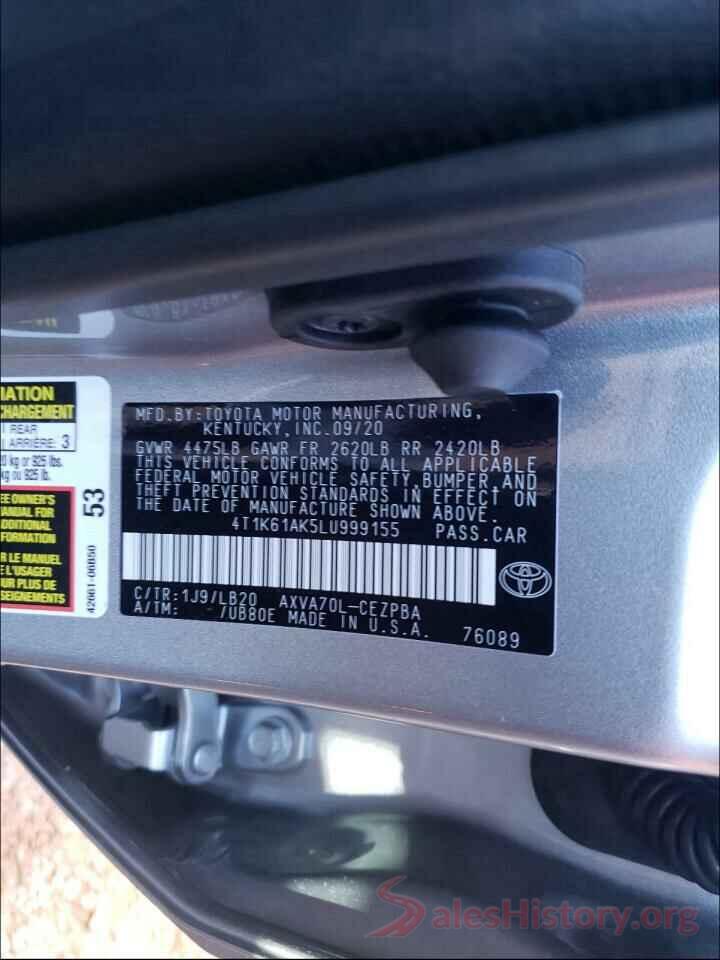 4T1K61AK5LU999155 2020 TOYOTA CAMRY