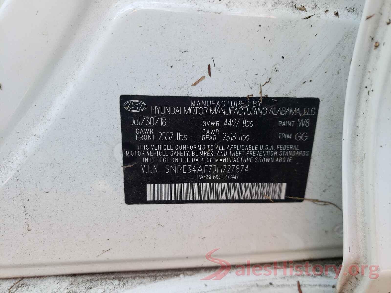 5NPE34AF7JH727874 2018 HYUNDAI SONATA